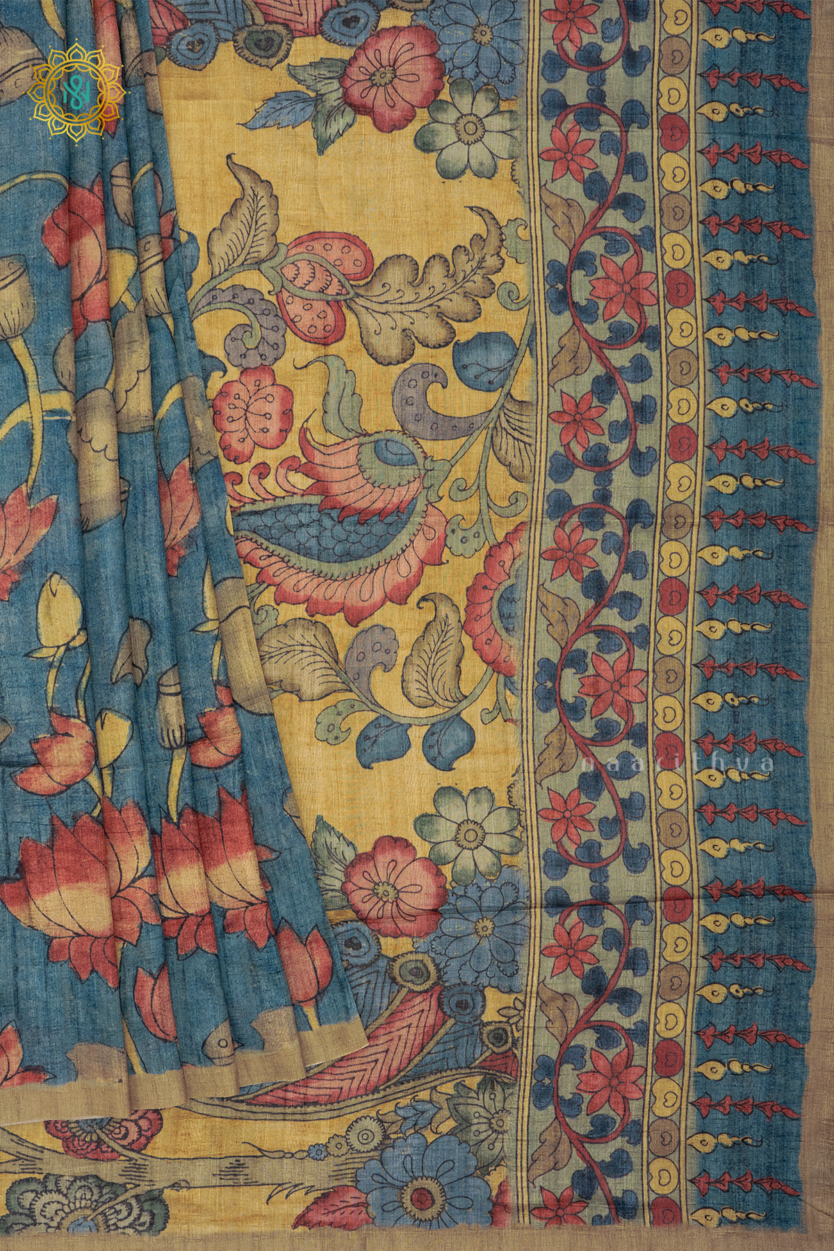 BLUE WITH OLIVE GREEN - SEMI GICHA TUSSAR