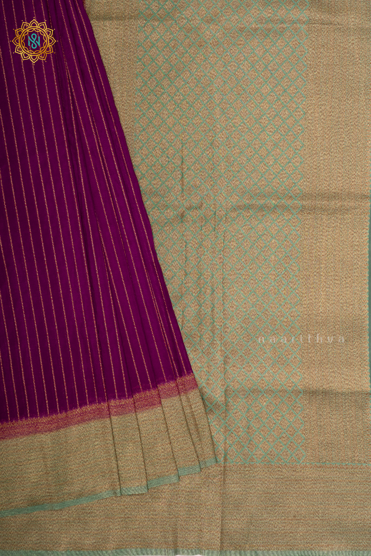 WINE WITH PISTA GREEN - SEMI CREPE GEORGETTE