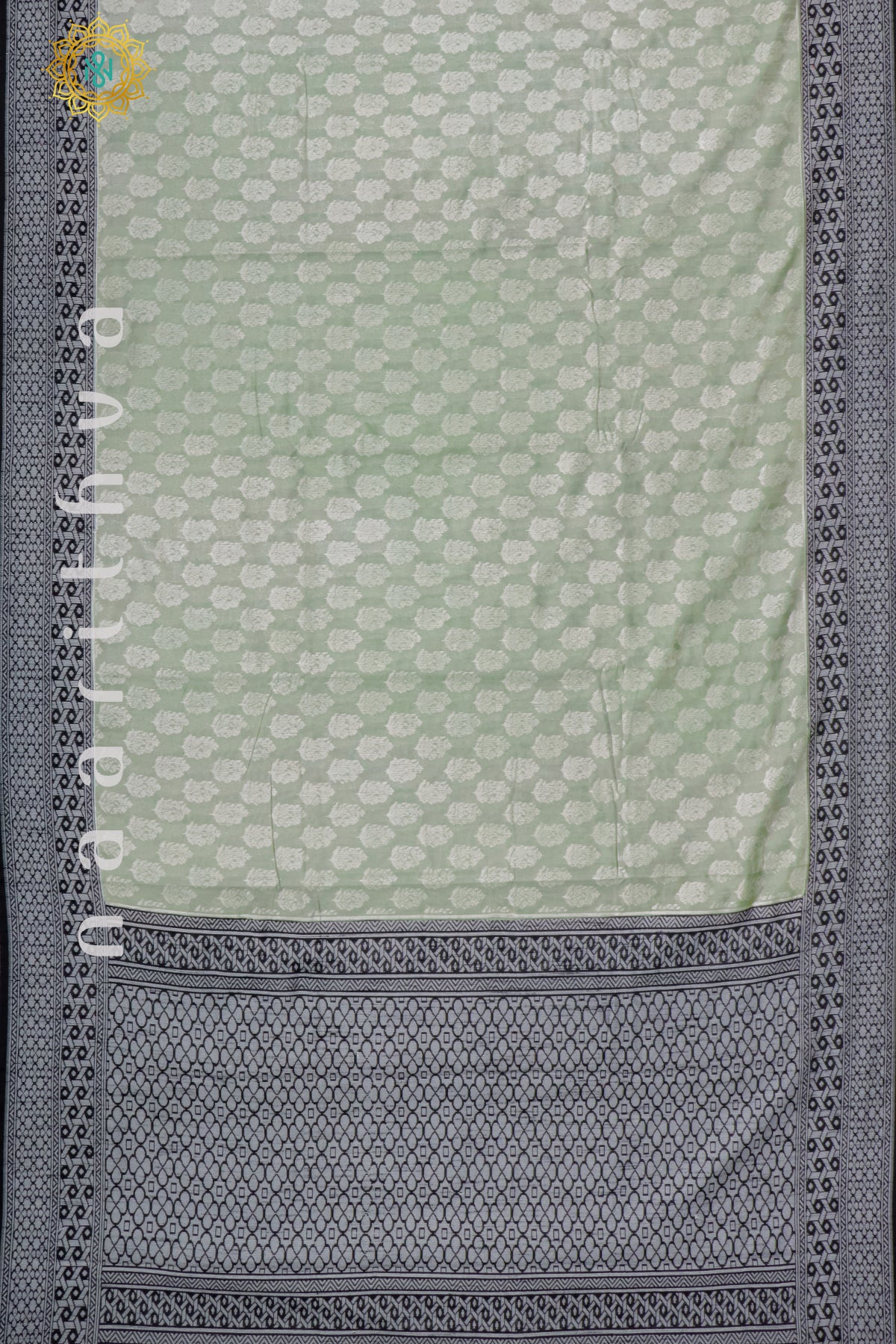 SAGE GREEN WITH BLACK - JUTE COTTON