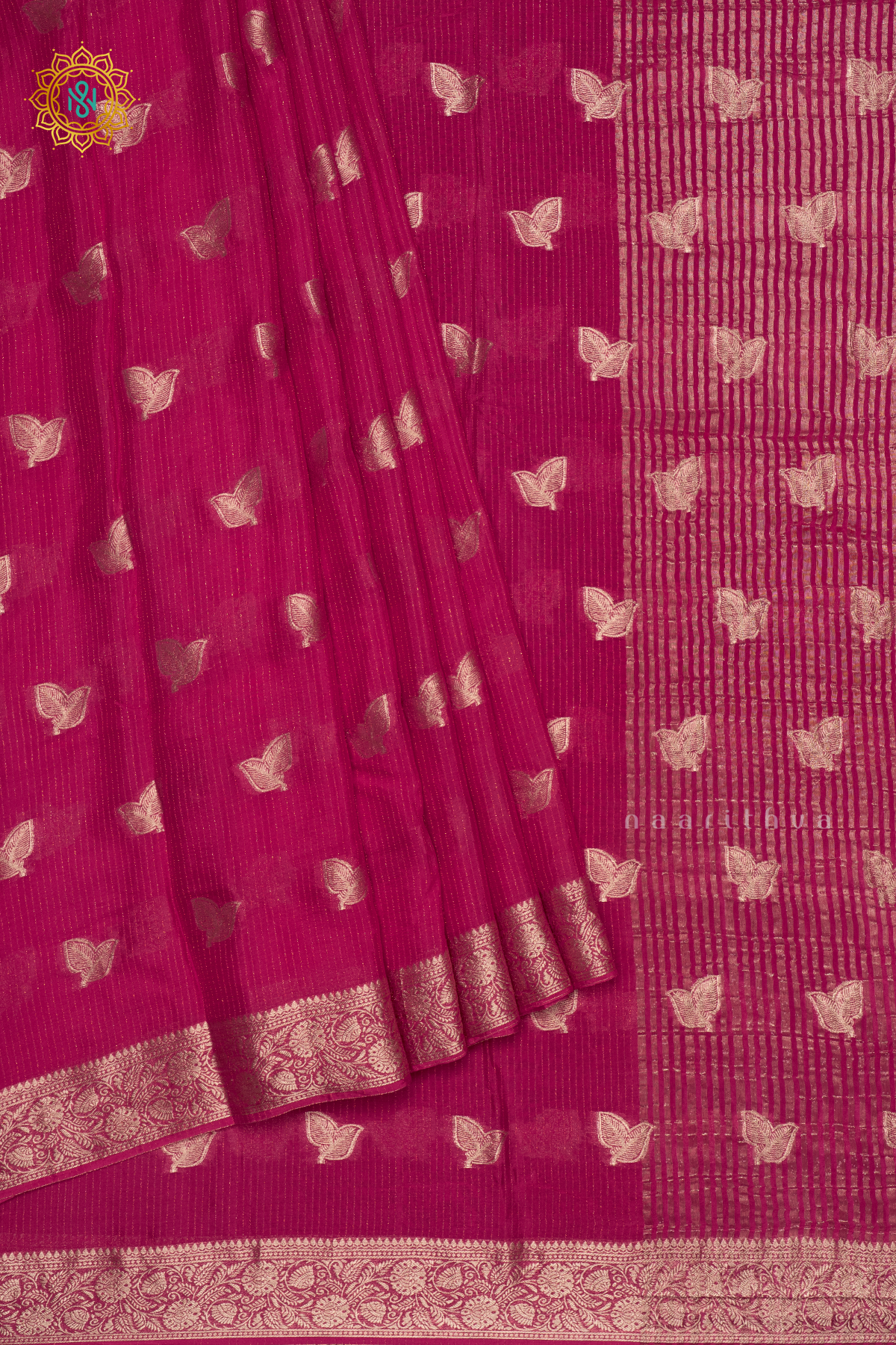 PINK WITH YELLOW - SEMI GEORGETTE