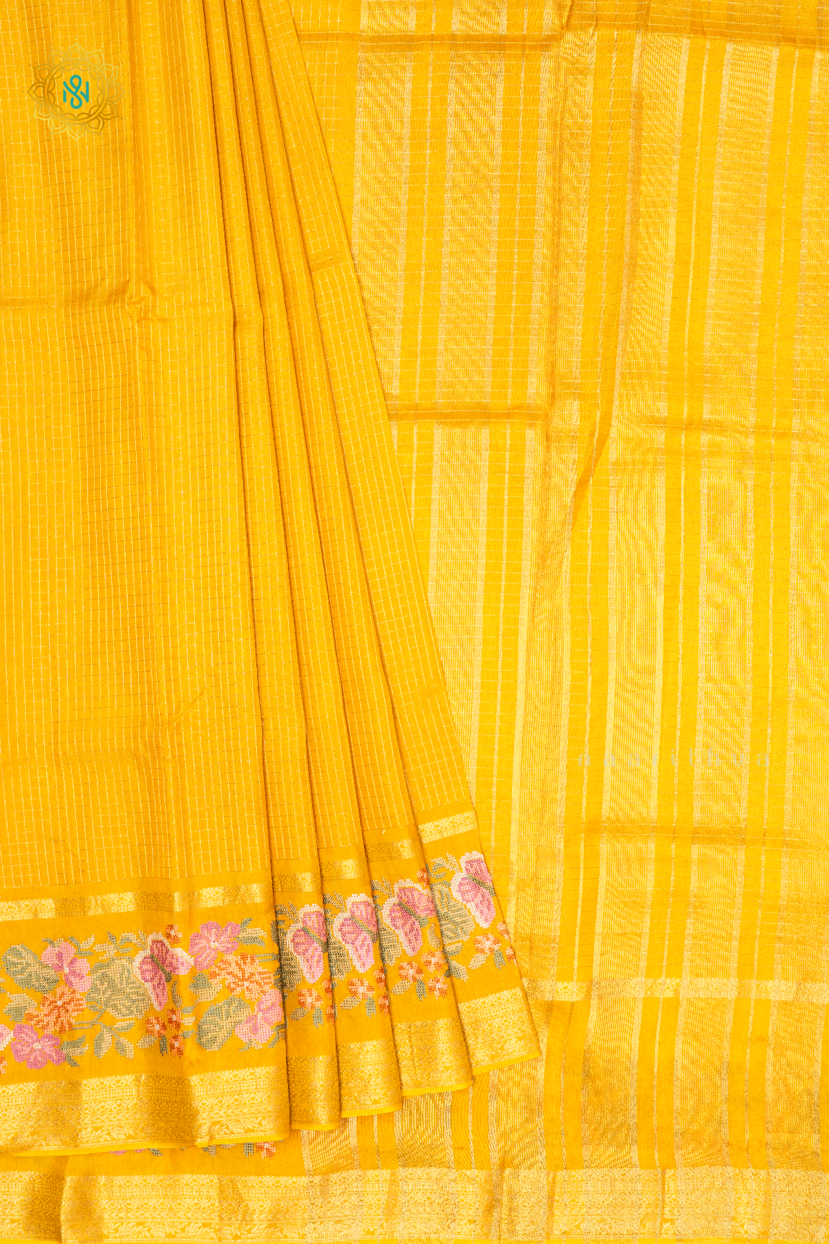 YELLOW - SEMI CREPE SILK WITH EMBROIDERY