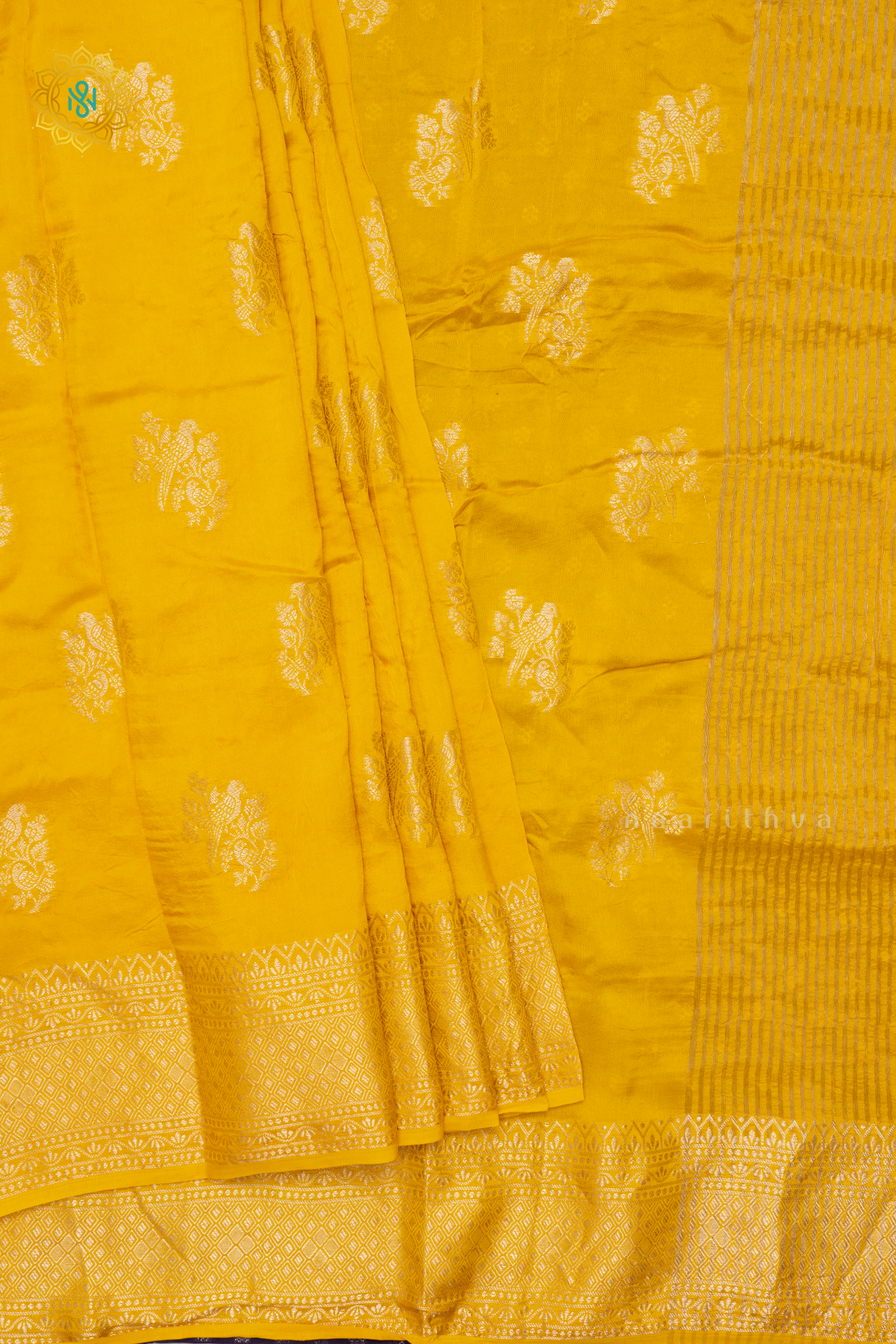 YELLOW WITH NAVY BLUE - DOLA SILK