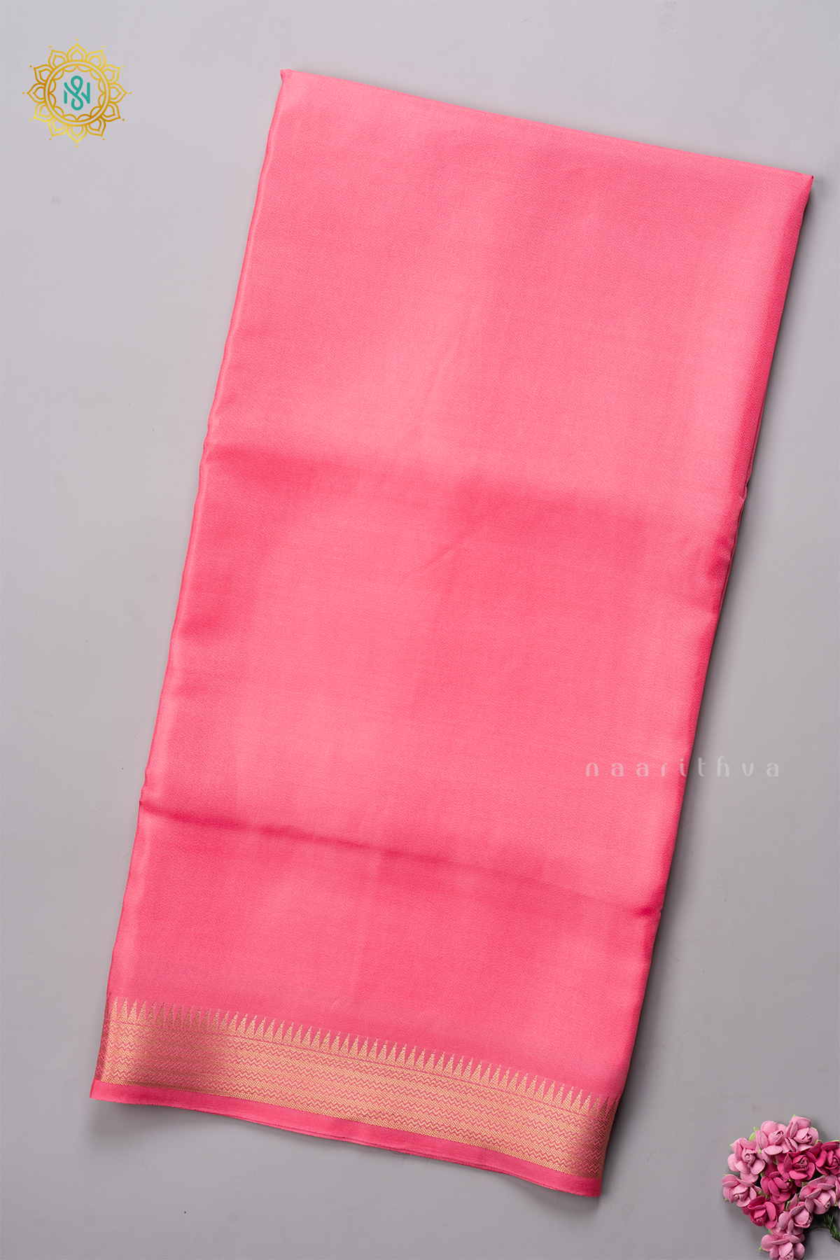 PEACHISH PINK - SEMI MYSORE CREPE SILK
