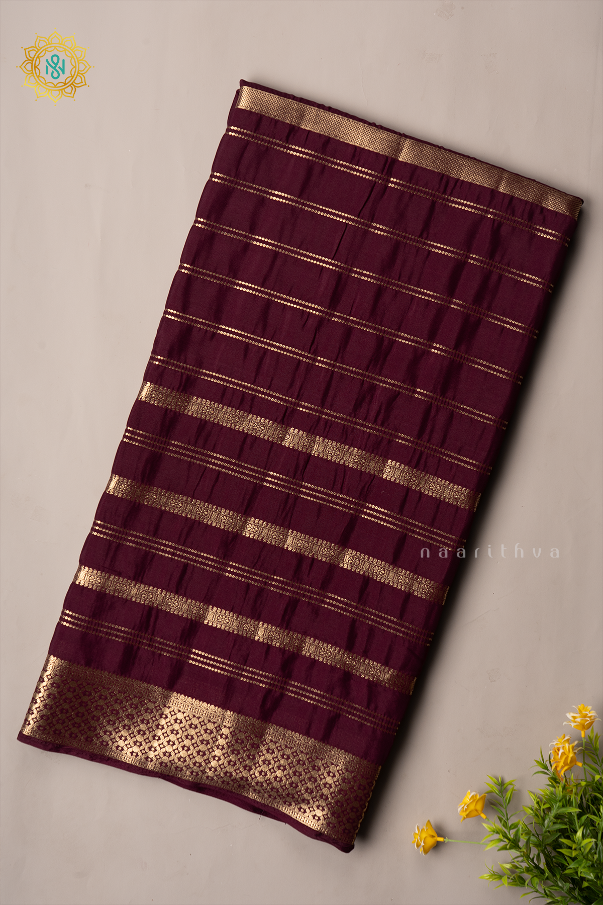 BROWN - SEMI MYSORE CREPE SILK