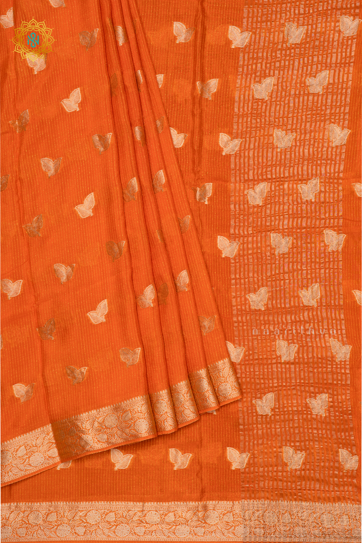 ORANGE WITH PINK - SEMI GEORGETTE