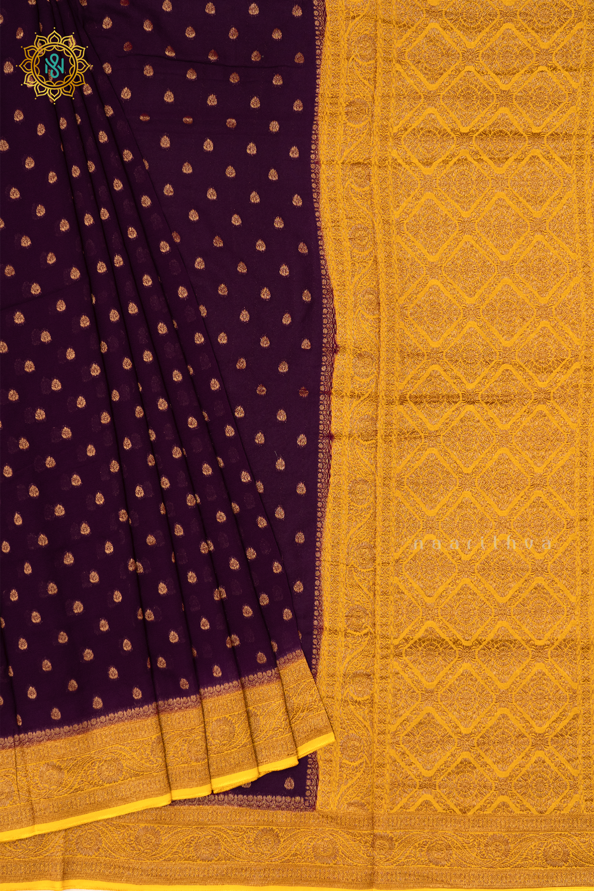 WINE WITH YELLOW - SEMI GEORGETTE