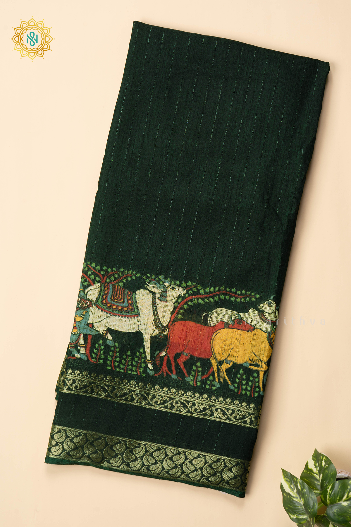 BOTTLE GREEN - JUTE COTTON