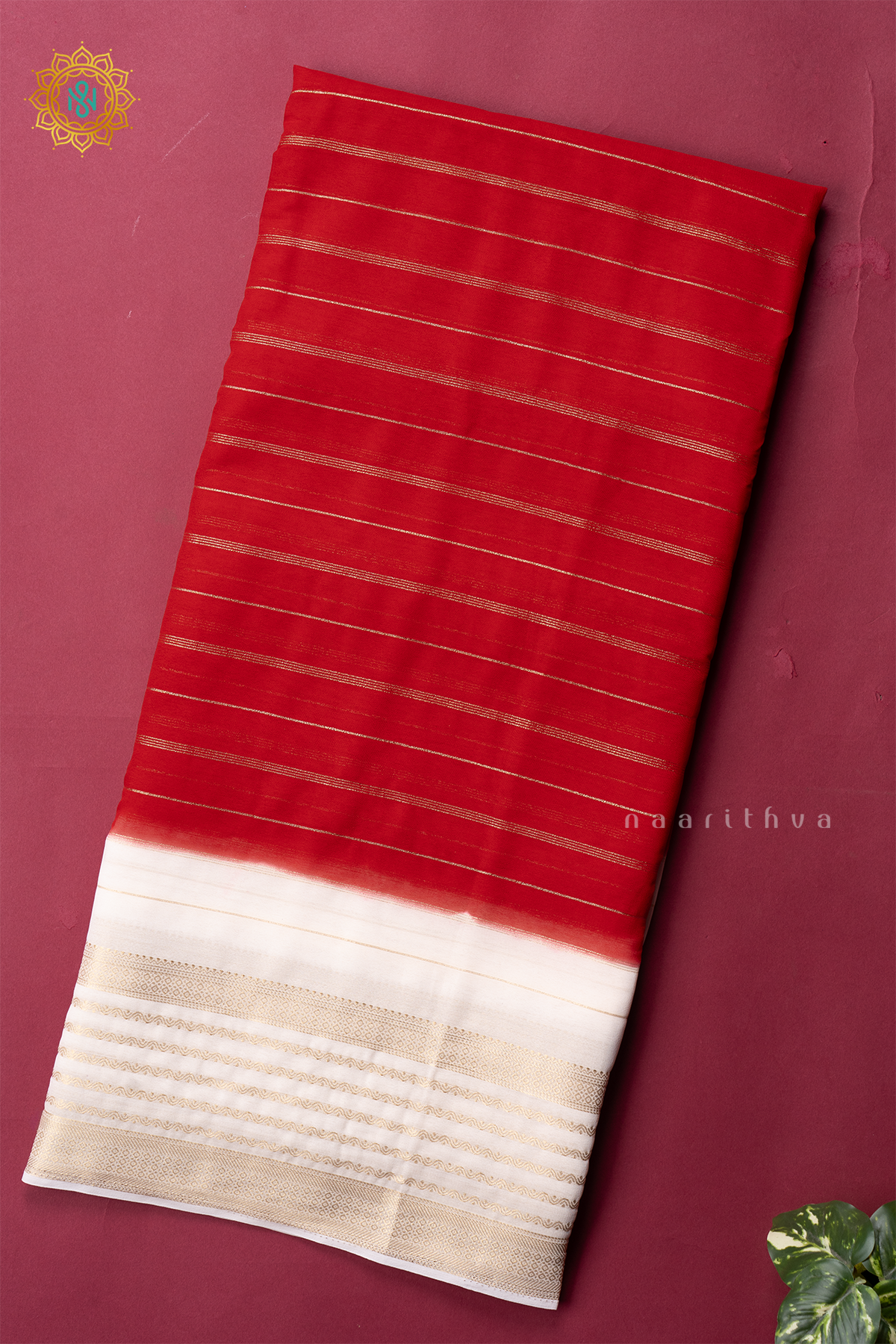 RED WITH WHITE - SEMI GEORGETTE