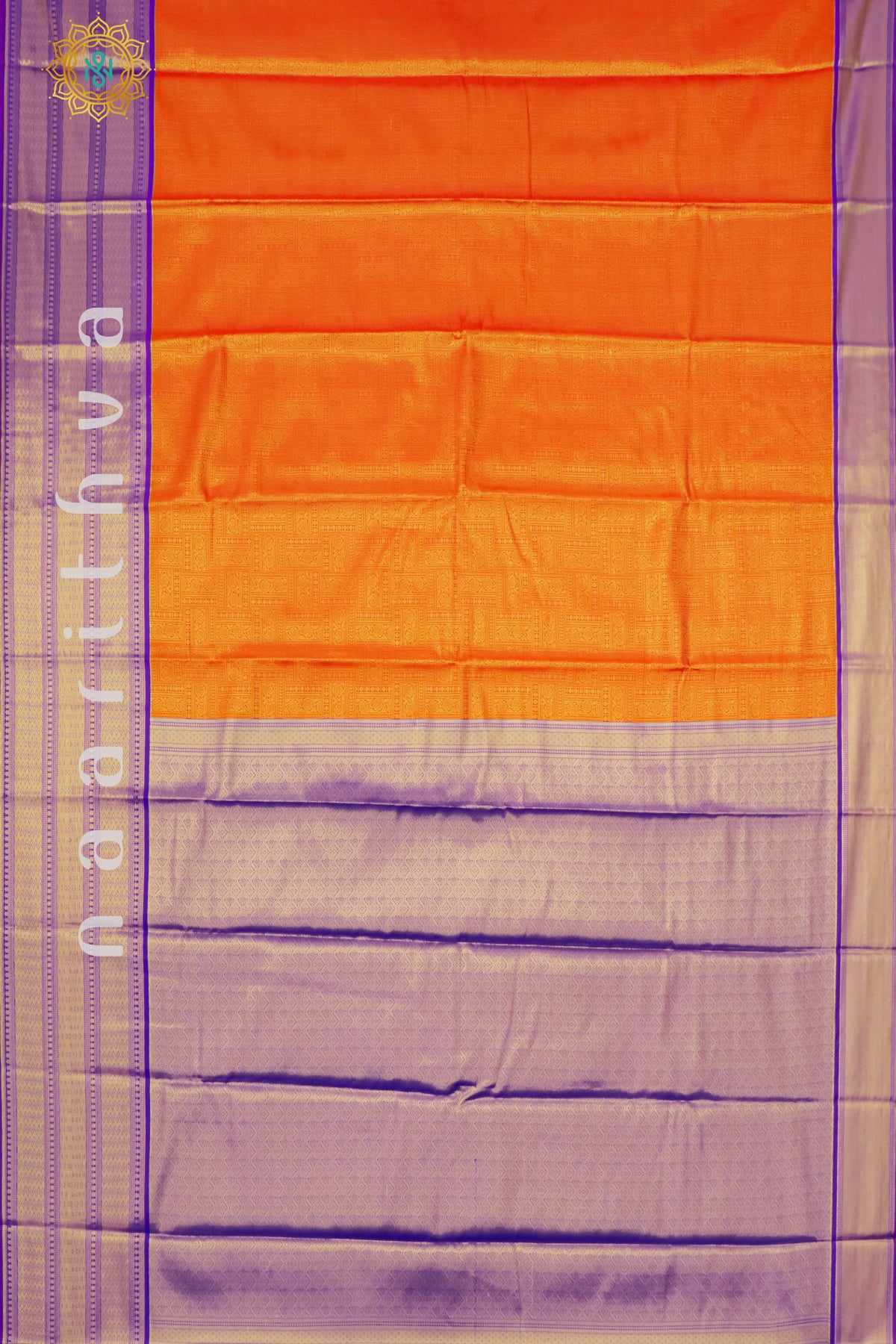 ORANGE WITH ROYAL BLUE - SEMI KANCHI