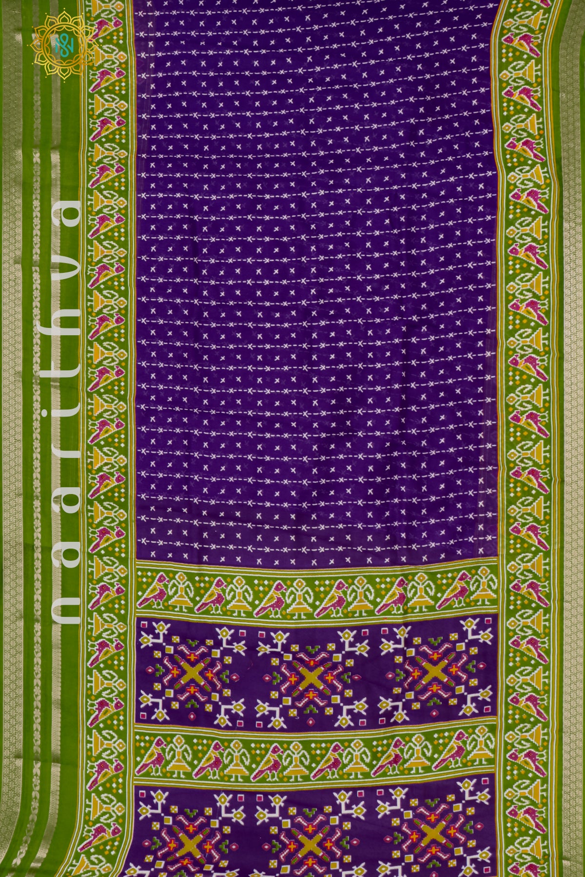 PURPLE WITH GREEN - SEMI GEORGETTE