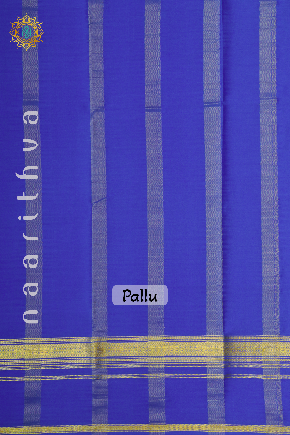 AQUA GREEN WITH ROYAL BLUE - PURE MYSORE CREPE SILK