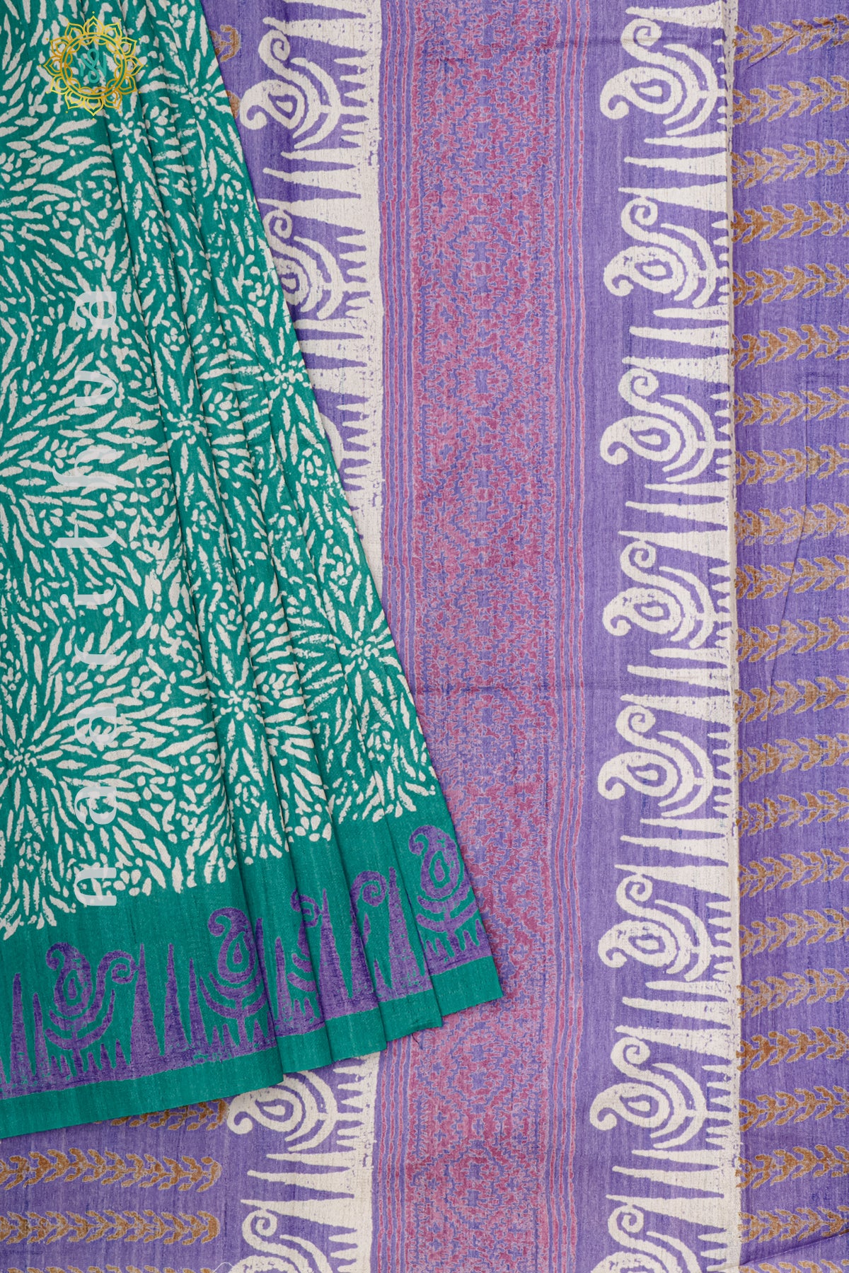 AQUA GREEN WITH LAVENDER - KOTHA TUSSAR