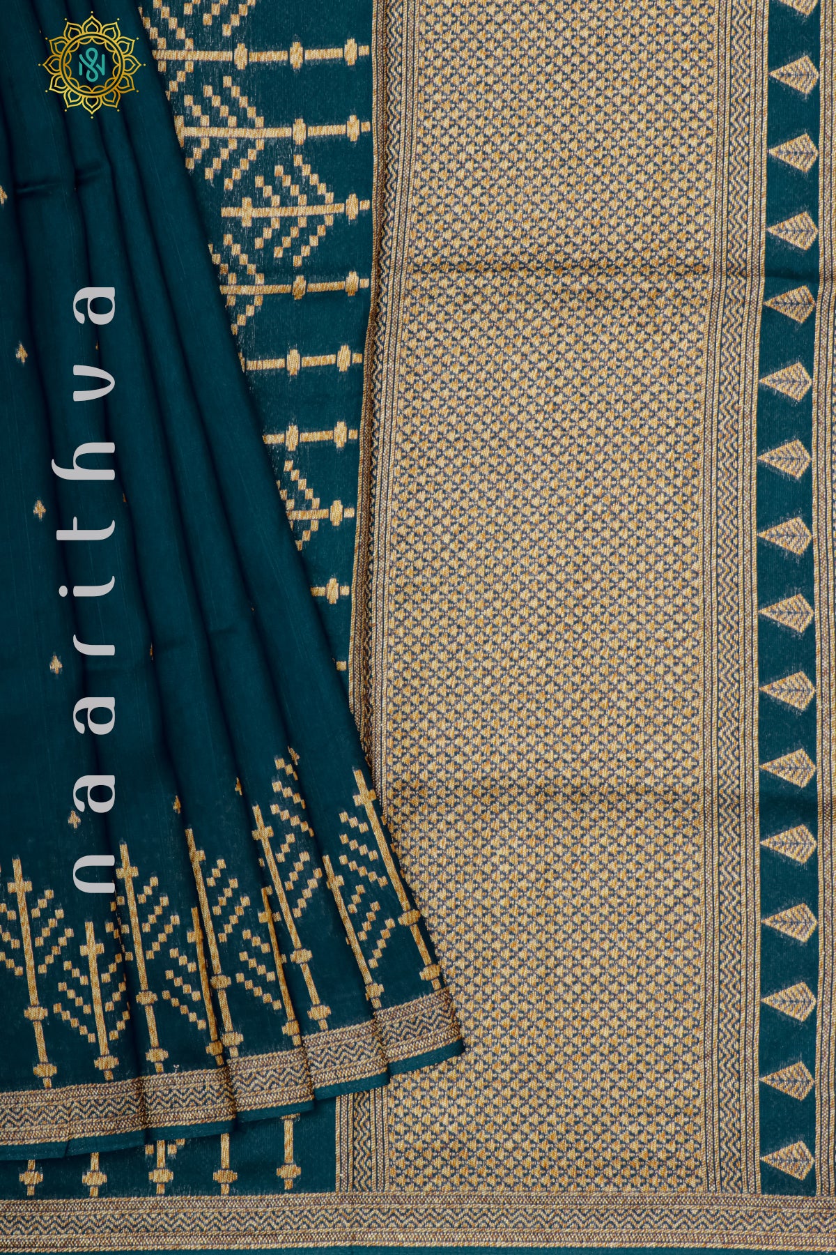 PEACOCK BLUE - SEMI BANARASI RAW SILK