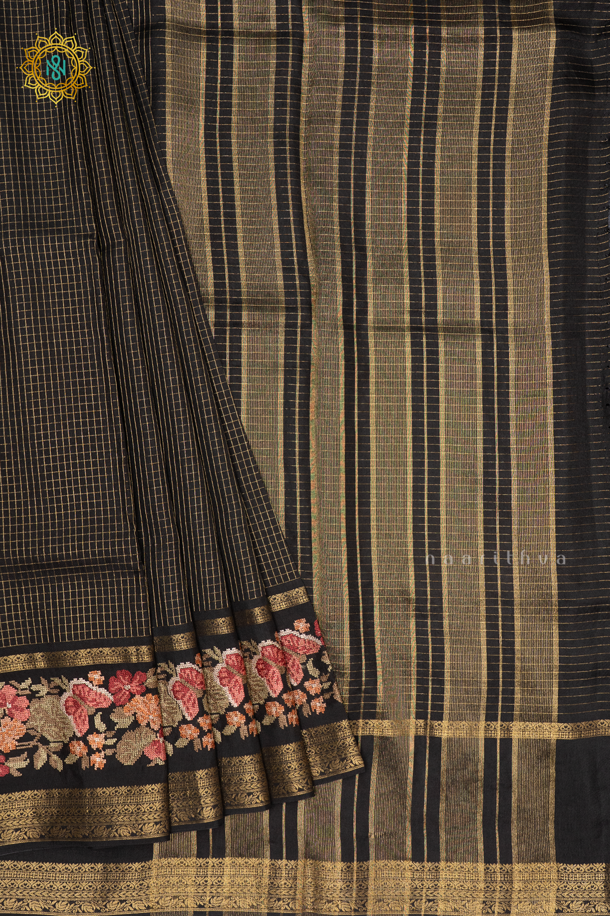 BLACK - SEMI CREPE SILK WITH EMBROIDERY