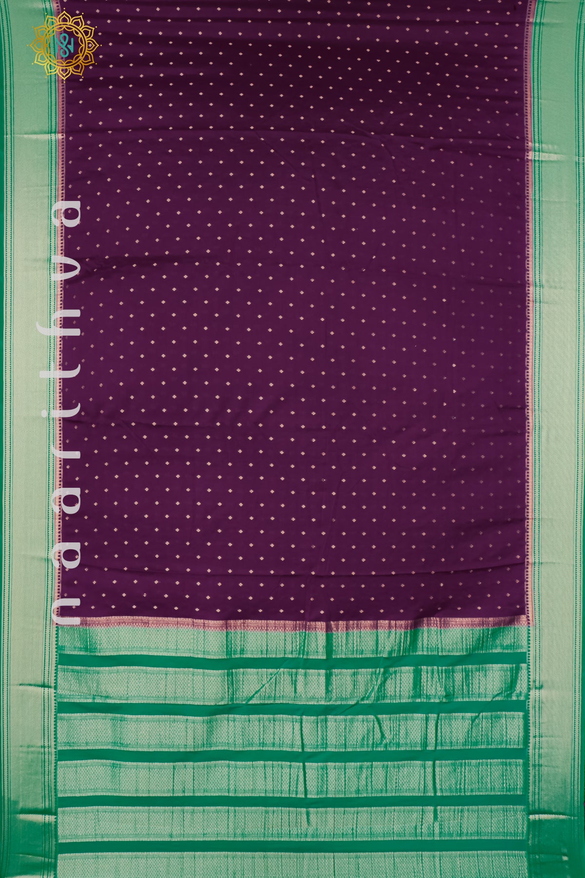 PURPLE WITH GREEN - SEMI MYSORE CREPE SILK