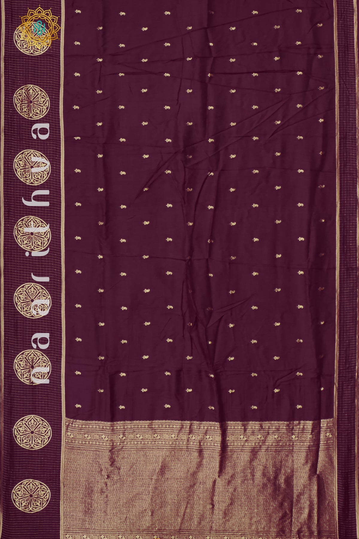 MAROON WITH YELLOW - DOLA SILK