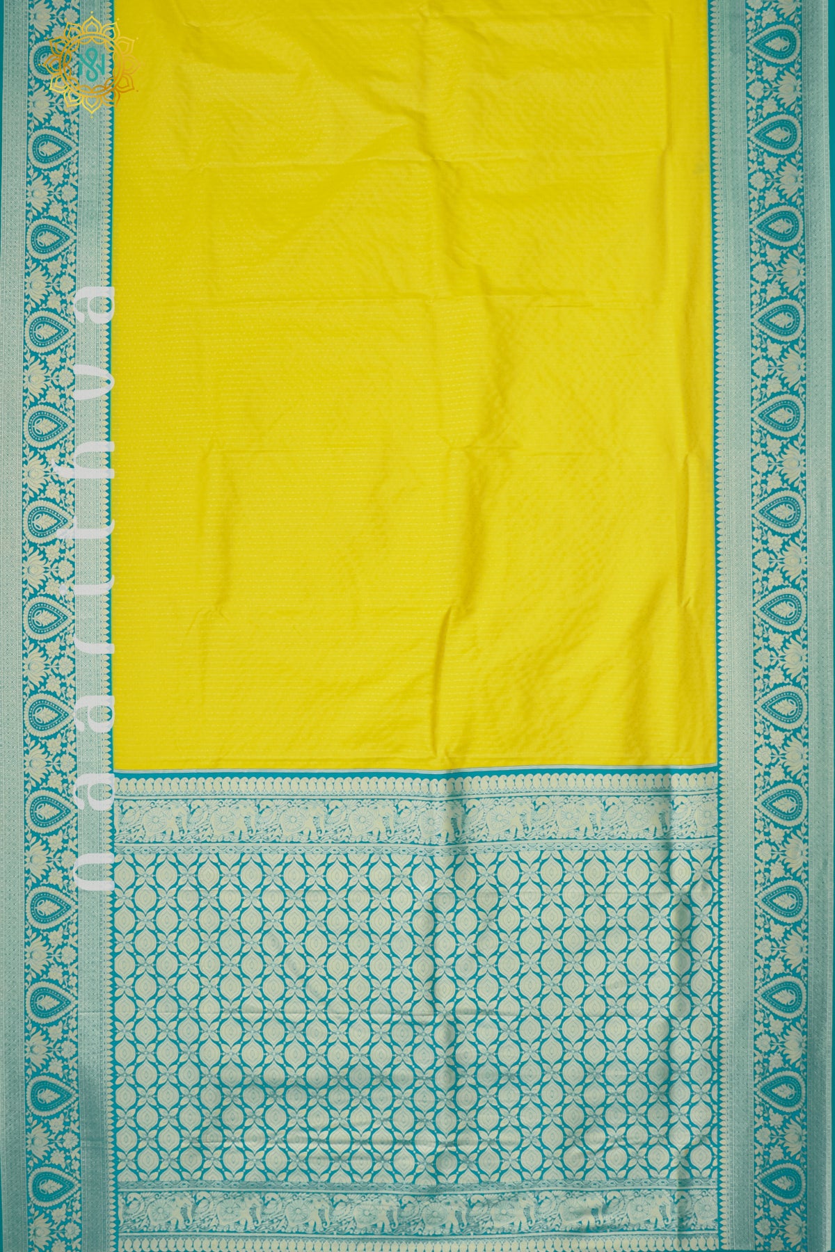 YELLOW WITH CYAN GREEN - SEMI SILK