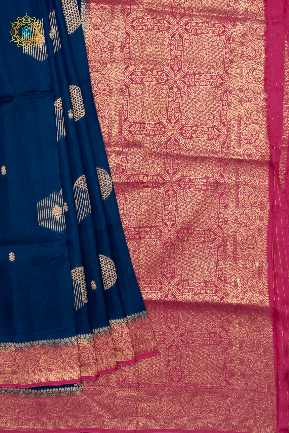 BLUE WITH PINK - DOLA SILK