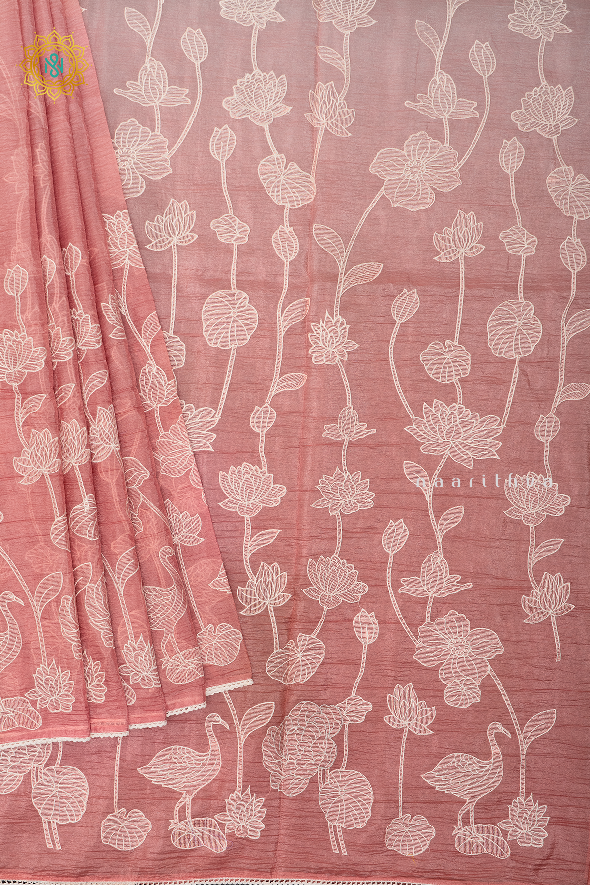 DARK PEACH - CRUSH TISSUE WITH EMBROIDERY