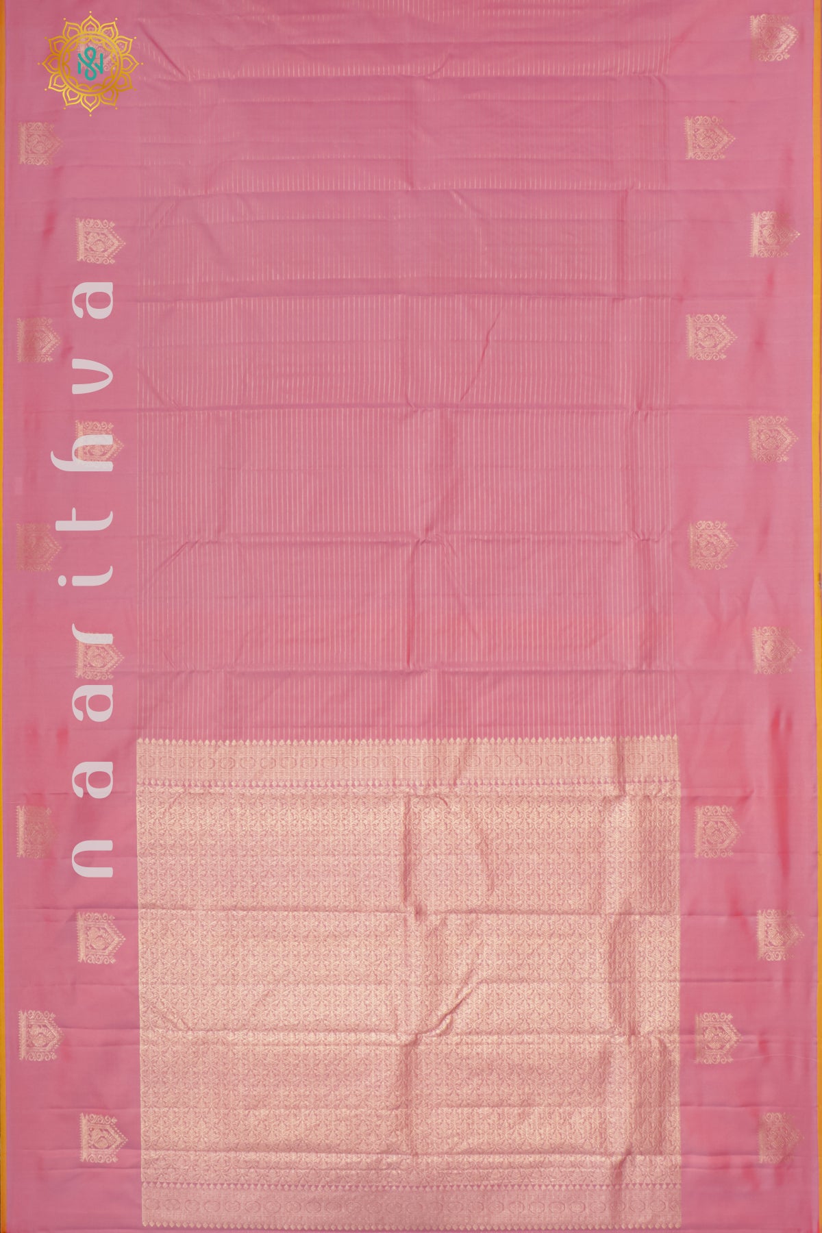 PEACHISH PINK WITH YELLOW - PURE KANJIVARAM SILK