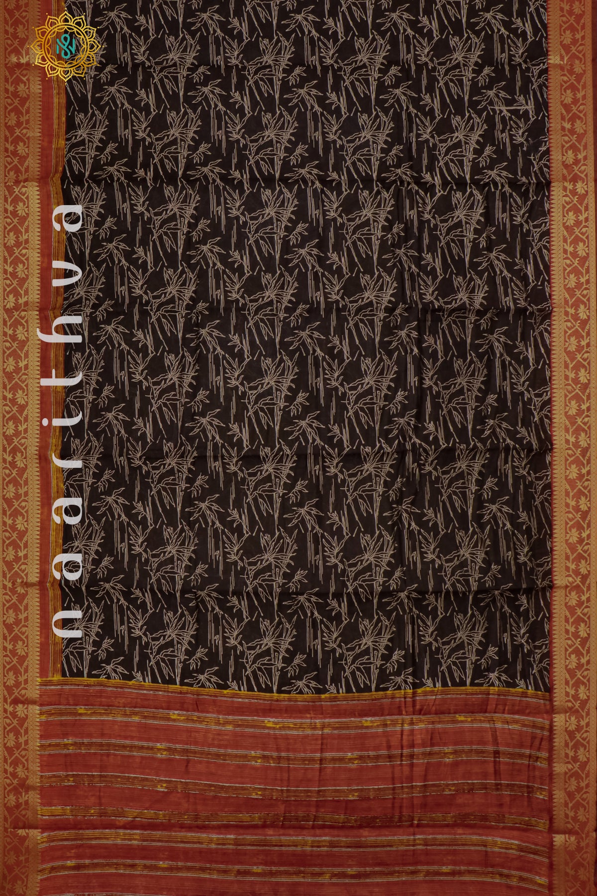 BLACK WITH MAROON - CHANDERI SILK COTTON