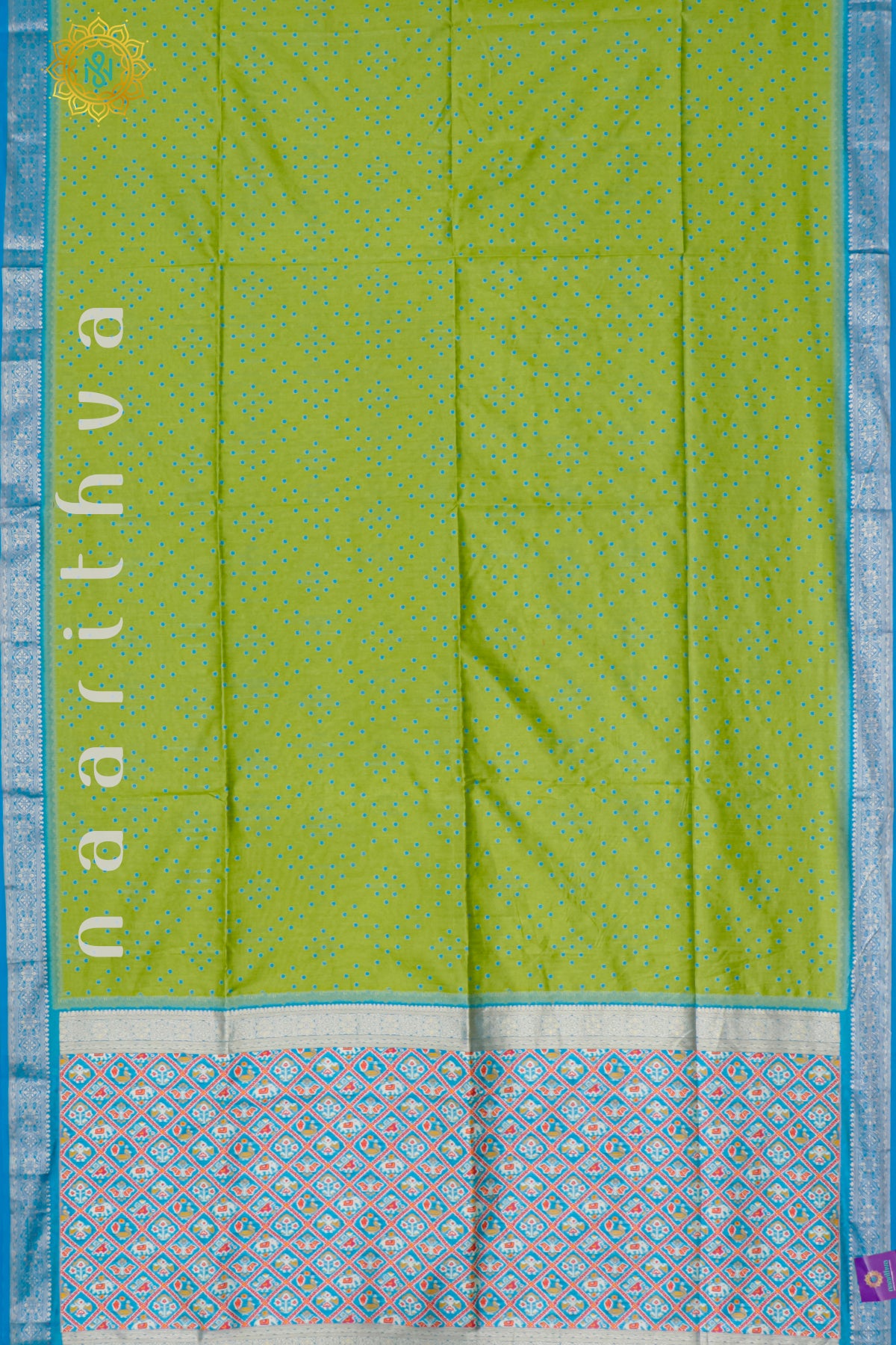 PARROT GREEN WITH SKY BLUE - SILK COTTON