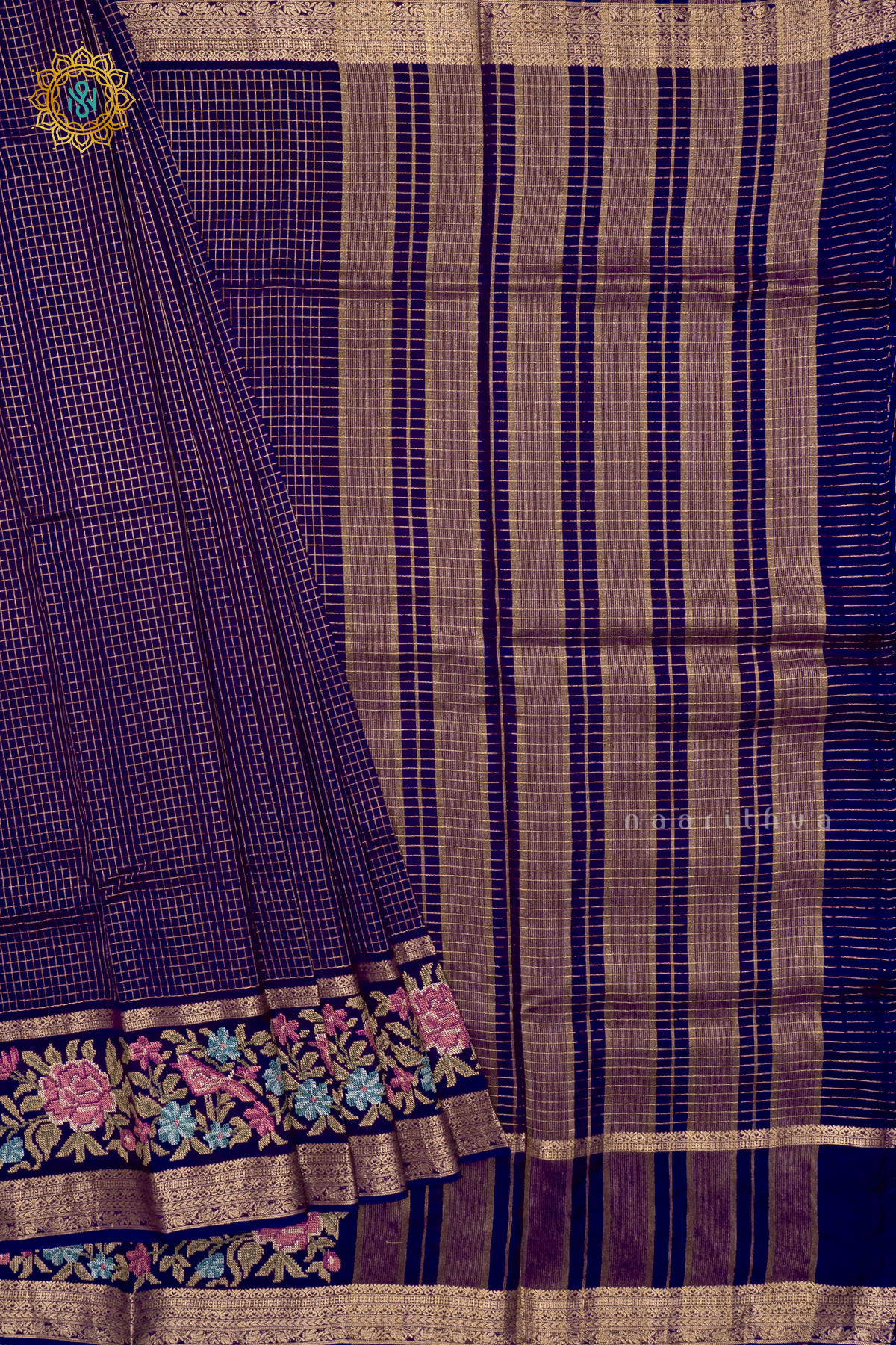 PURPLE - SEMI CREPE SILK WITH EMBROIDERY
