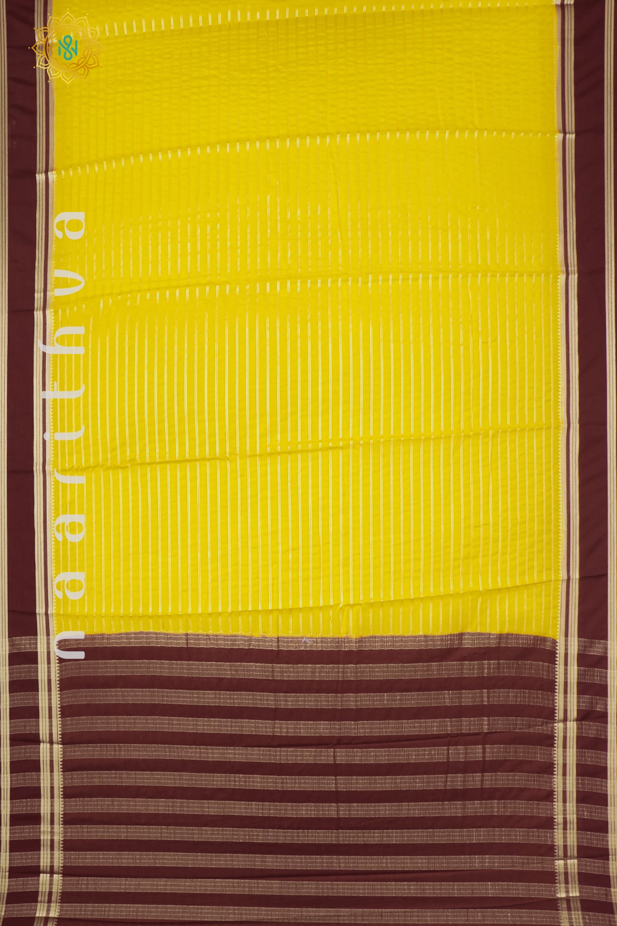 MUSTARD WITH BROWN - SEMI MYSORE CREPE SILK