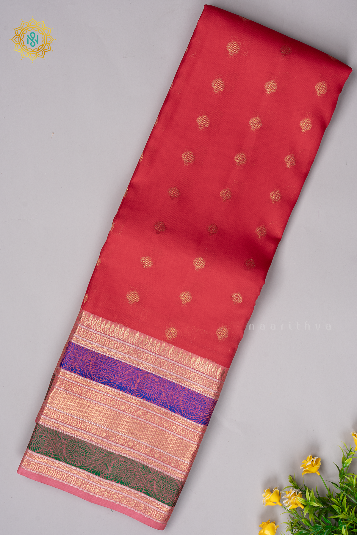 RED WITH PINK - KANJIVARAM PURE MIX