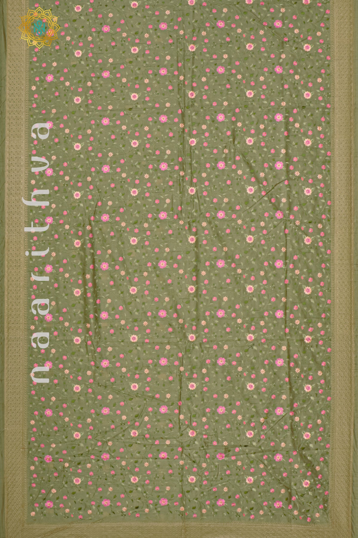 PISTA GREEN - SEMI TUSSAR SILK WITH EMBROIDERY