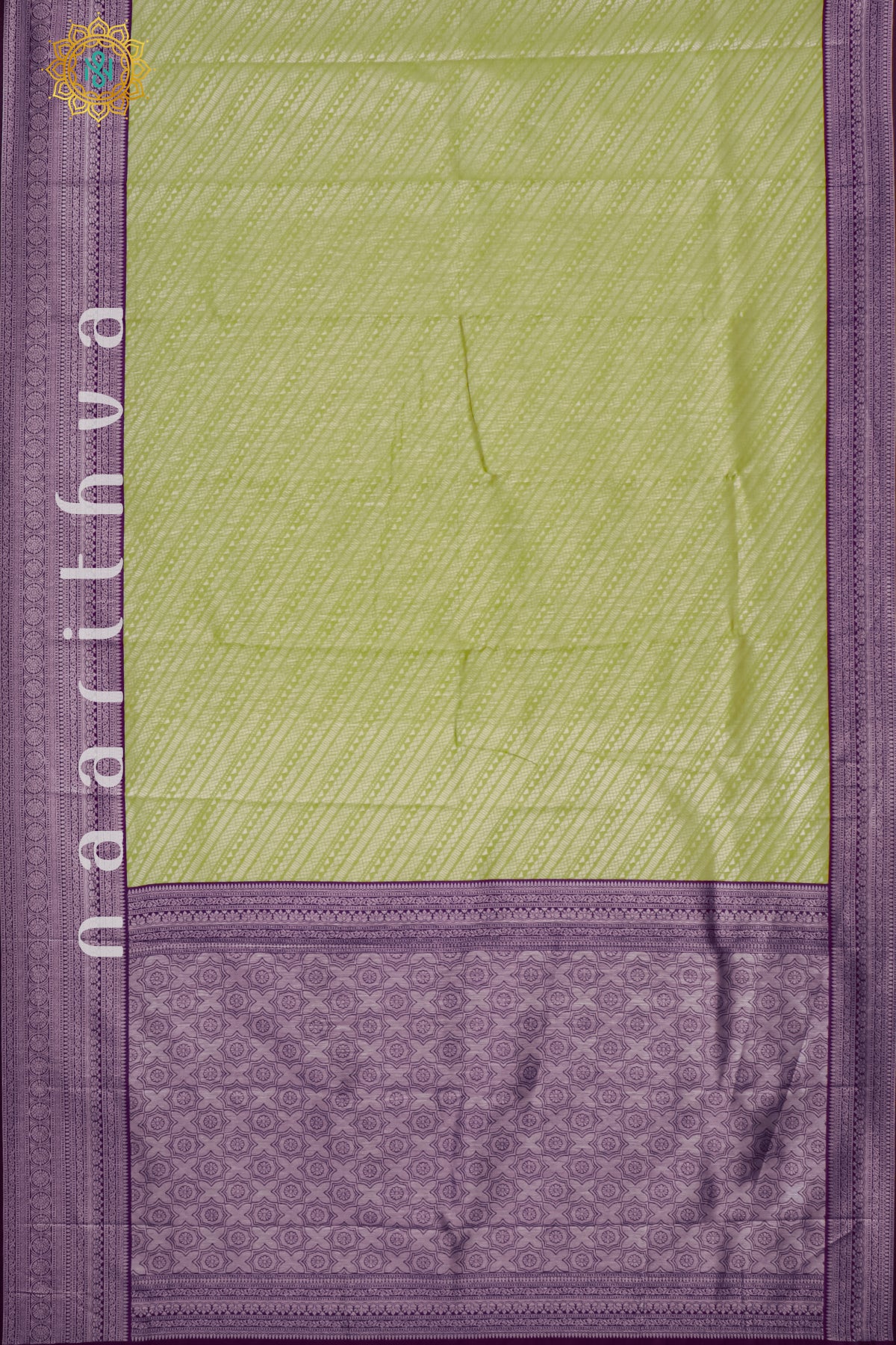 PISTA GREEN WITH PURPLE - SEMI KANCHI