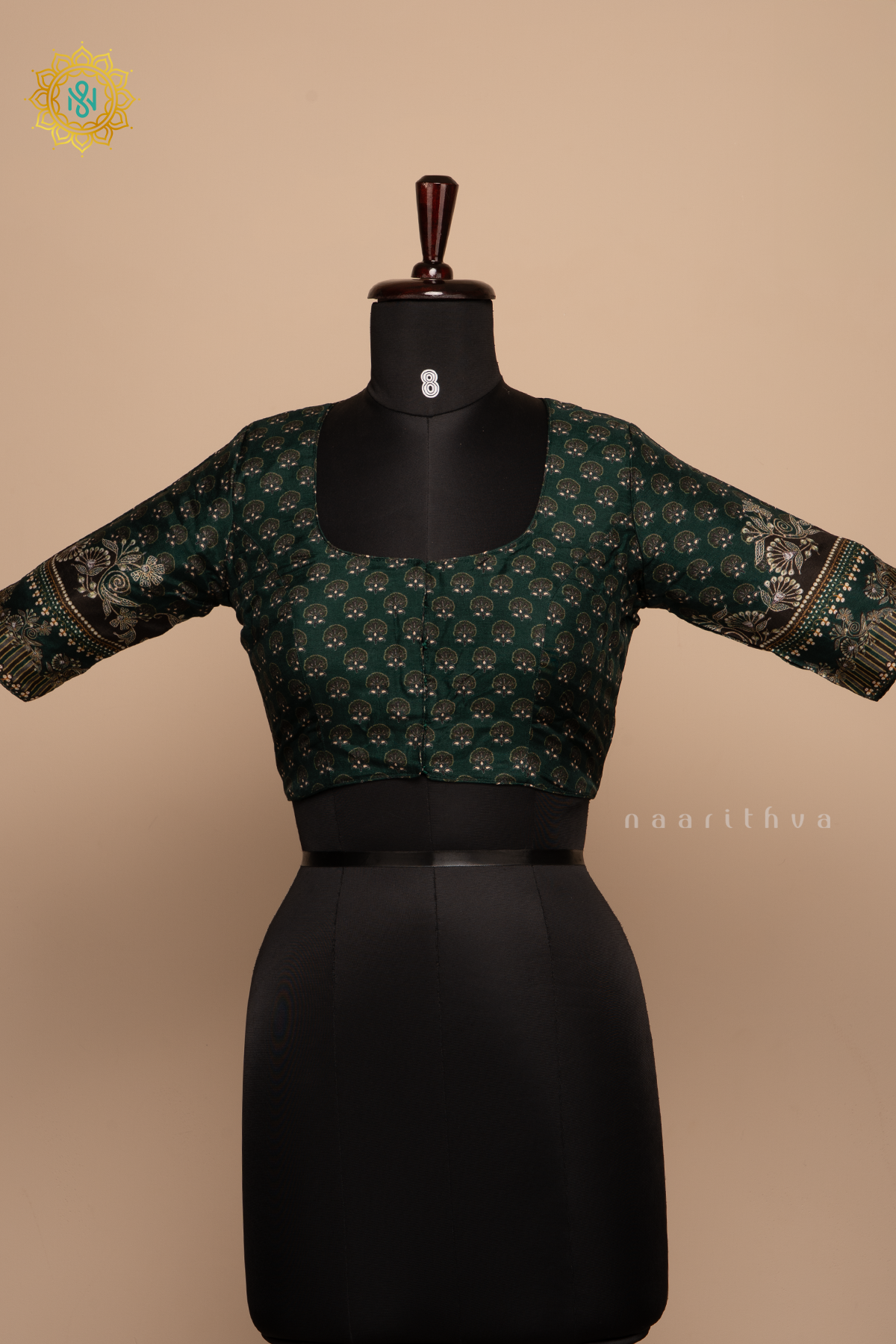 Green - Dola Silk Readymade Blouse Allover Prints On the Body