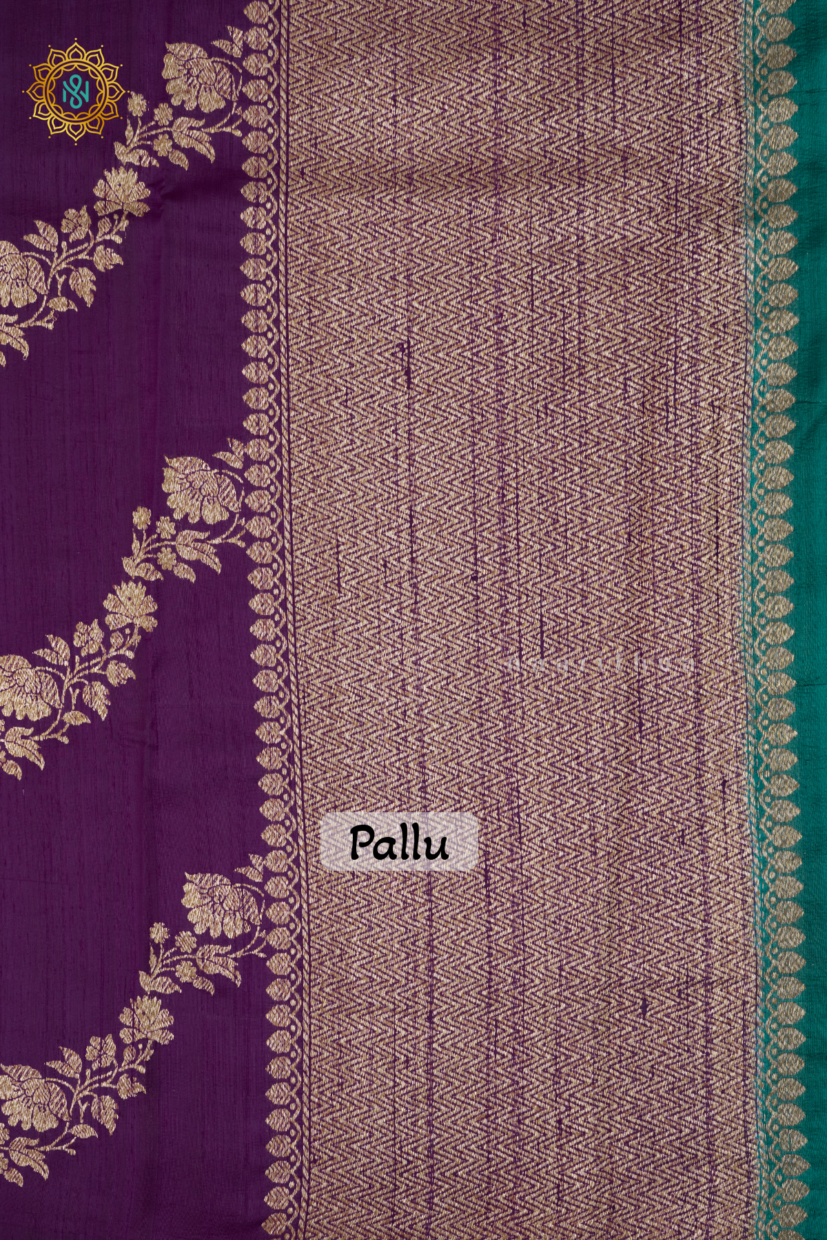 MAGENTA WITH CYAN GREEN - PURE BANARASI RAW SILK