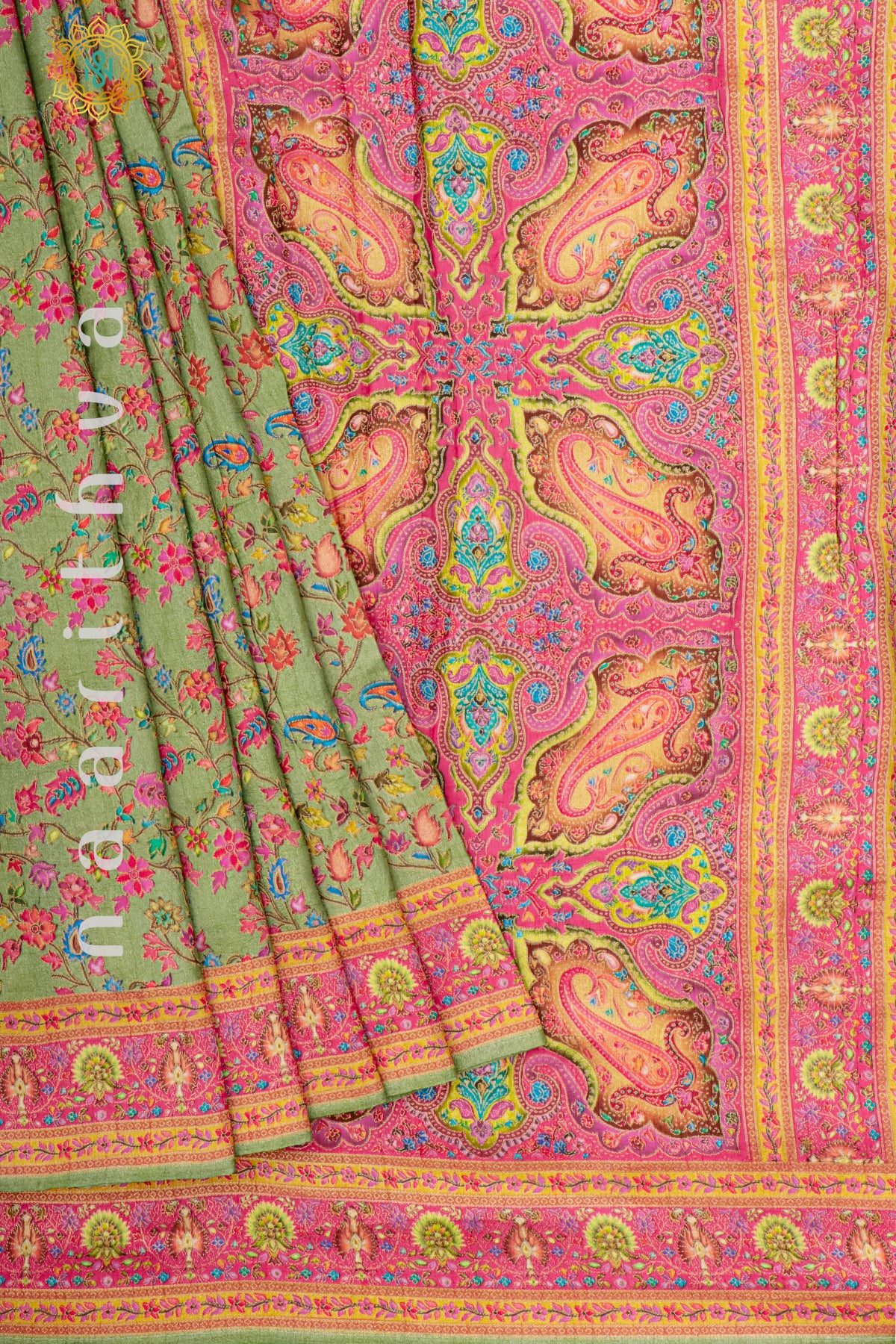 PISTA GREEN WITH PINK - DOLA SILK