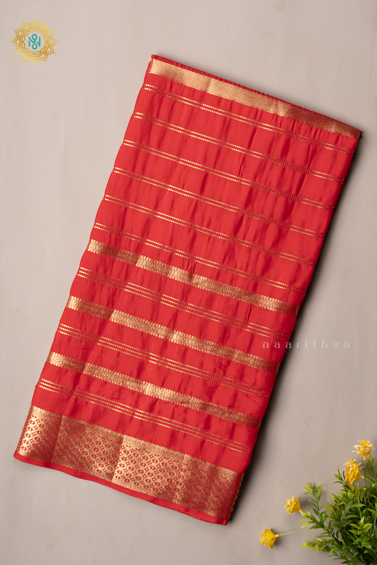 RED - SEMI MYSORE CREPE SILK