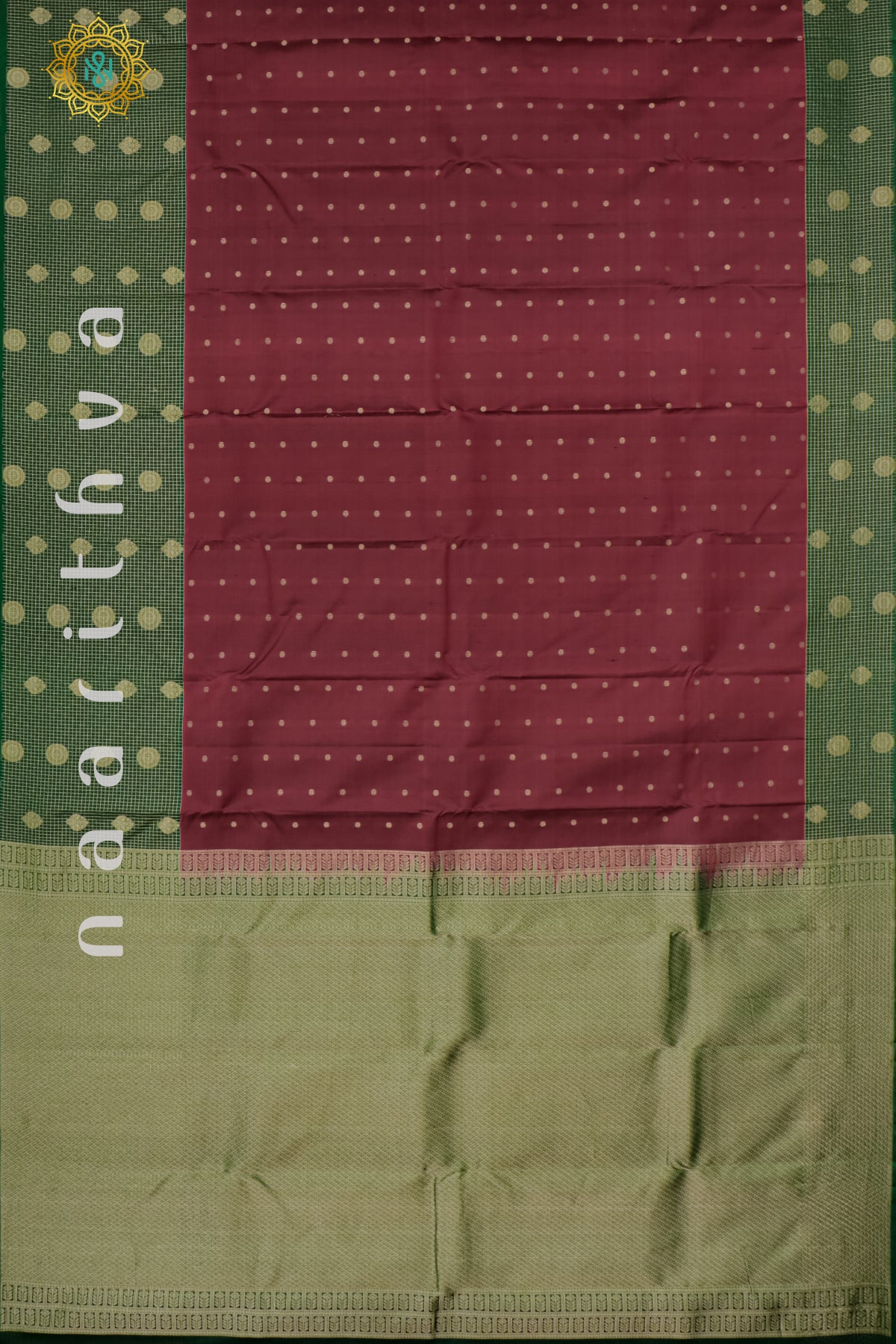 MAROON WITH BOTTLE GREEN - PURE KANJIVARAM SILK