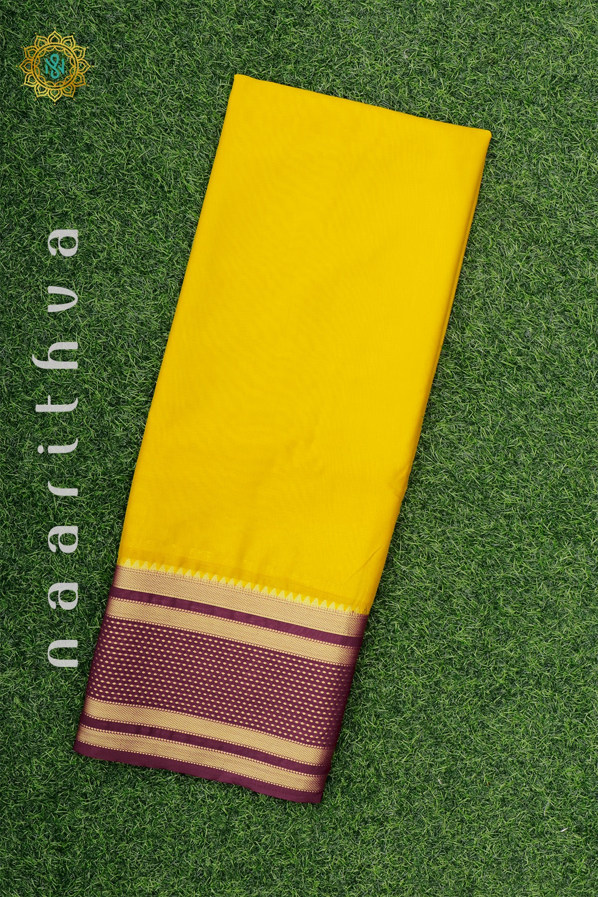 YELLOW WITH WINE - SEMI MYSORE CREPE SILK