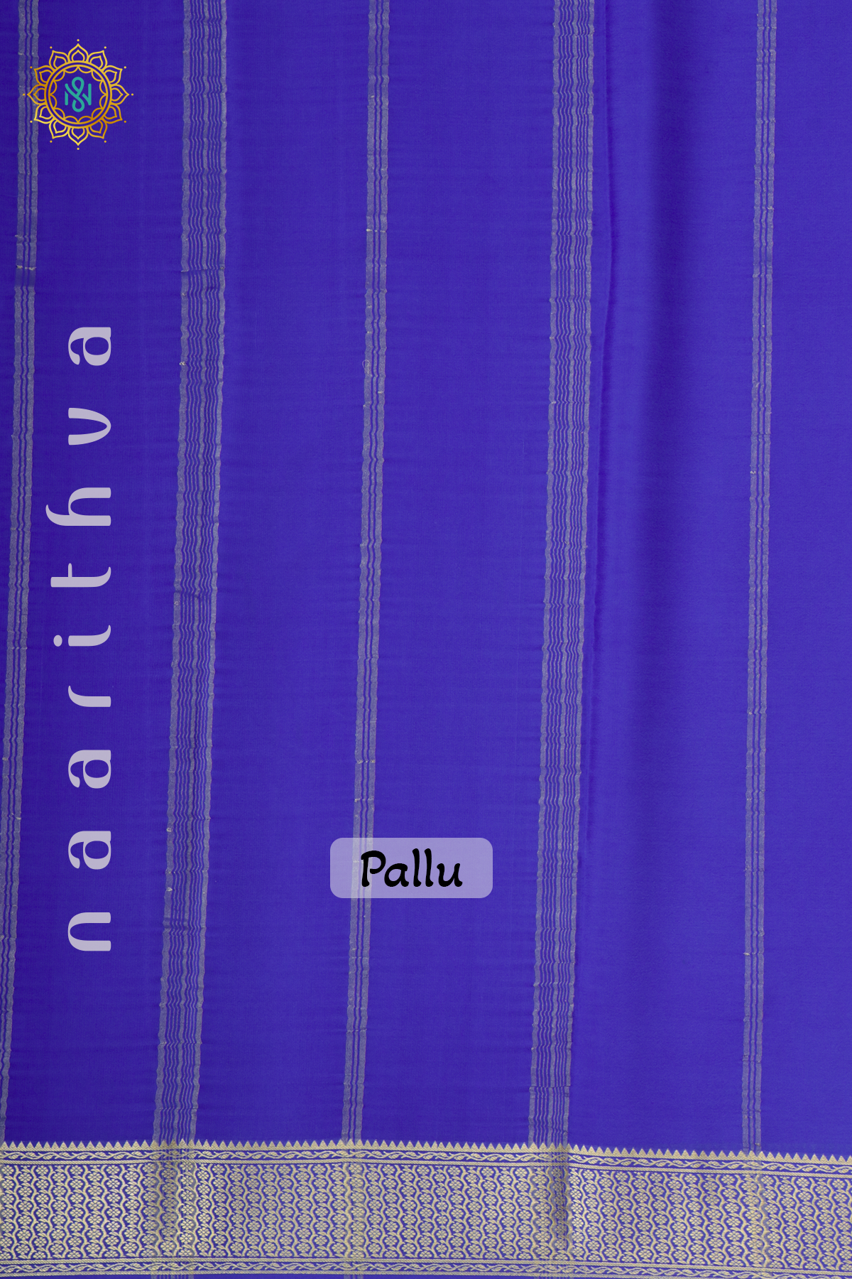 PEACHISH PINK WITH ROYAL BLUE - PURE MYSORE CREPE SILK