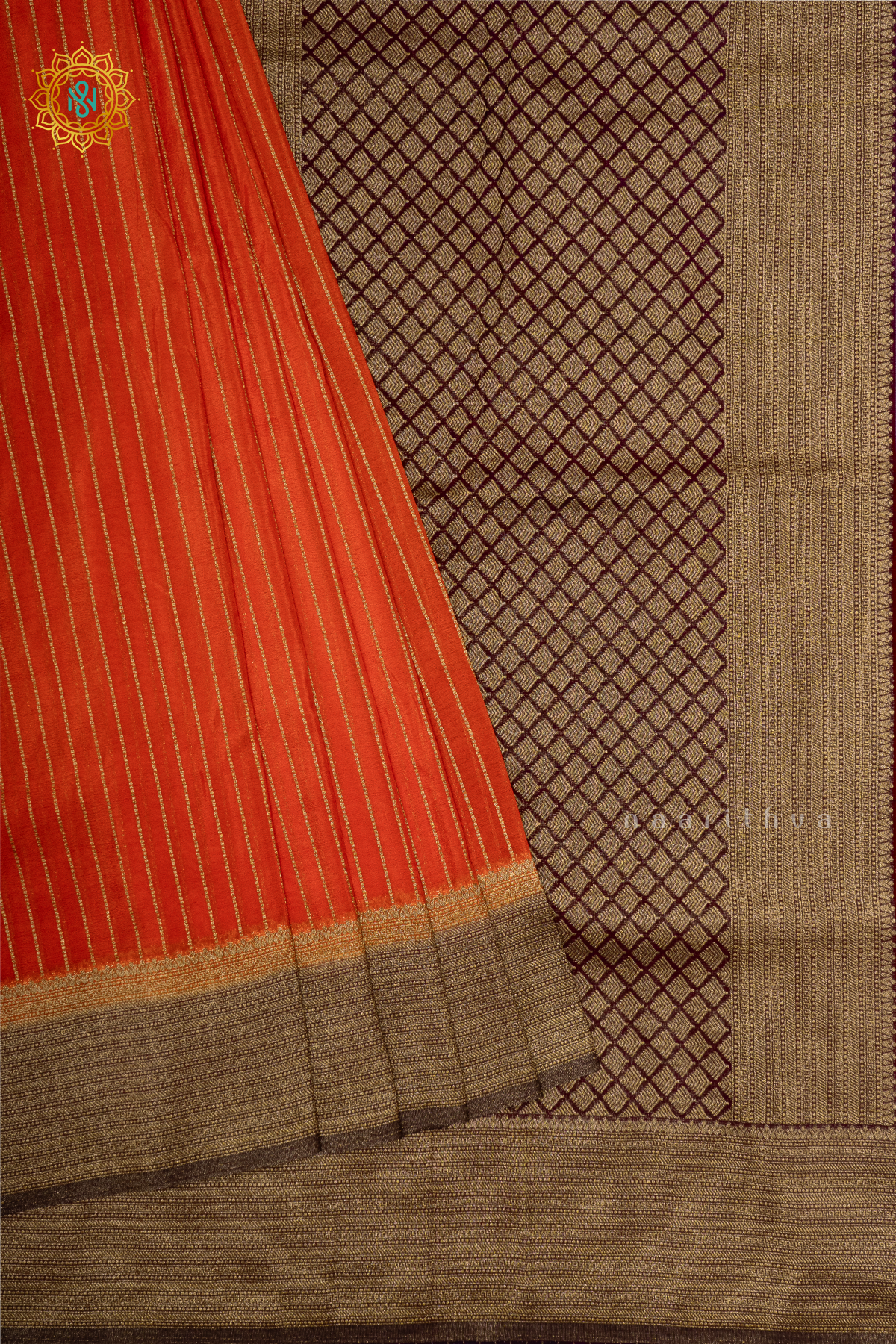 ORANGE WITH PURPLE - SEMI CREPE GEORGETTE