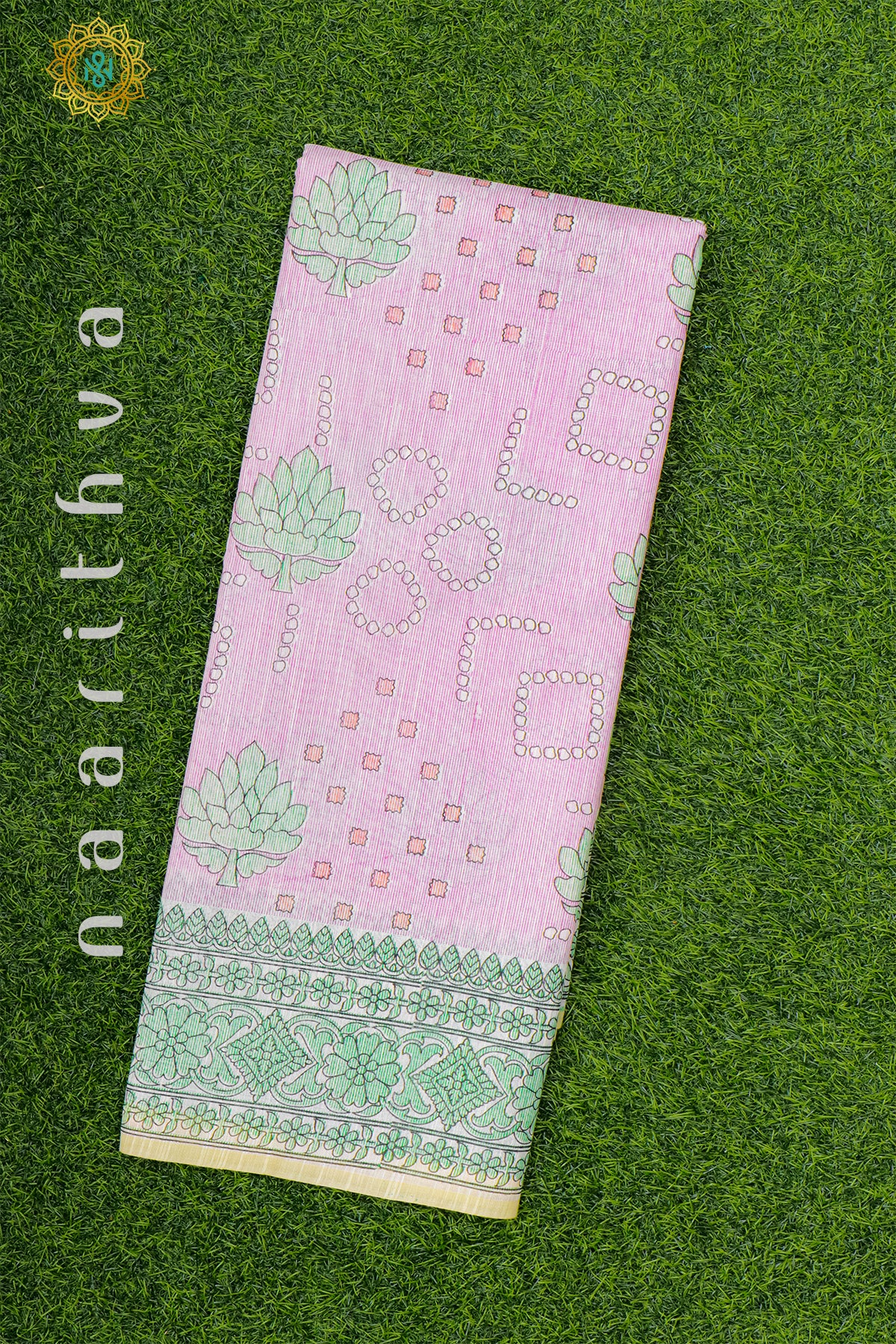 PINK WITH WHITE - JUTE COTTON