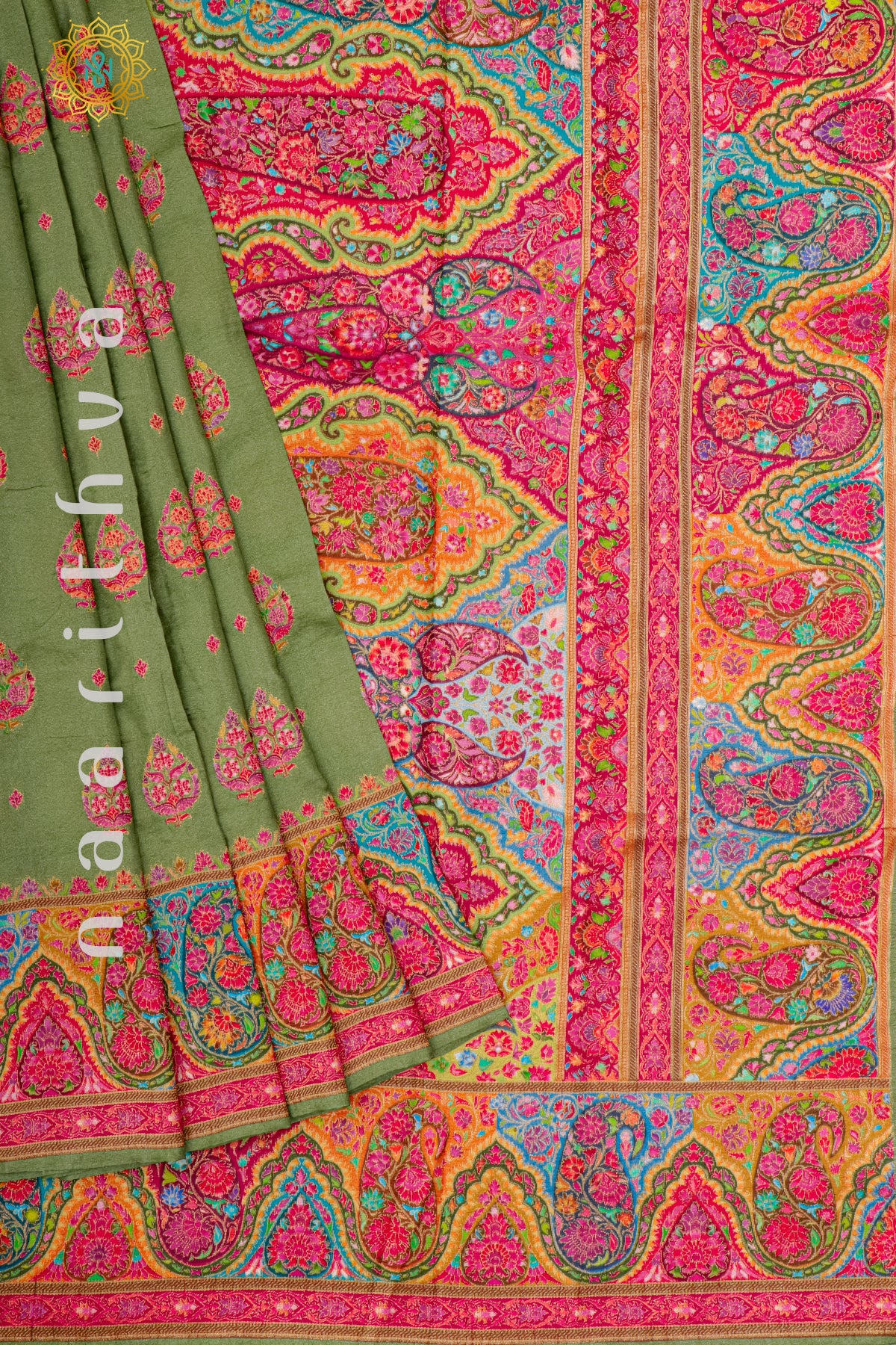 PISTA GREEN WITH PINK - DOLA SILK