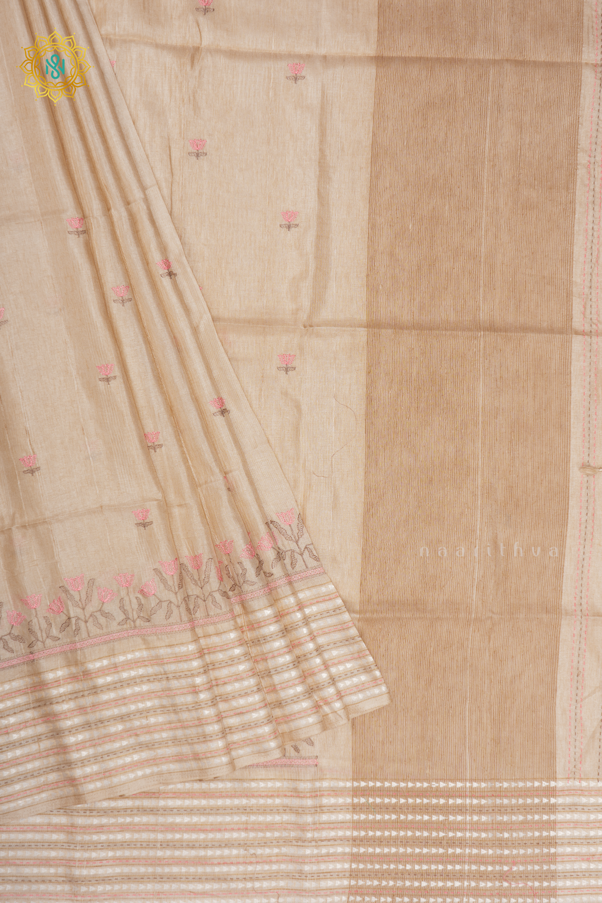 BEIGE WITH PINK - KOTHA TUSSAR