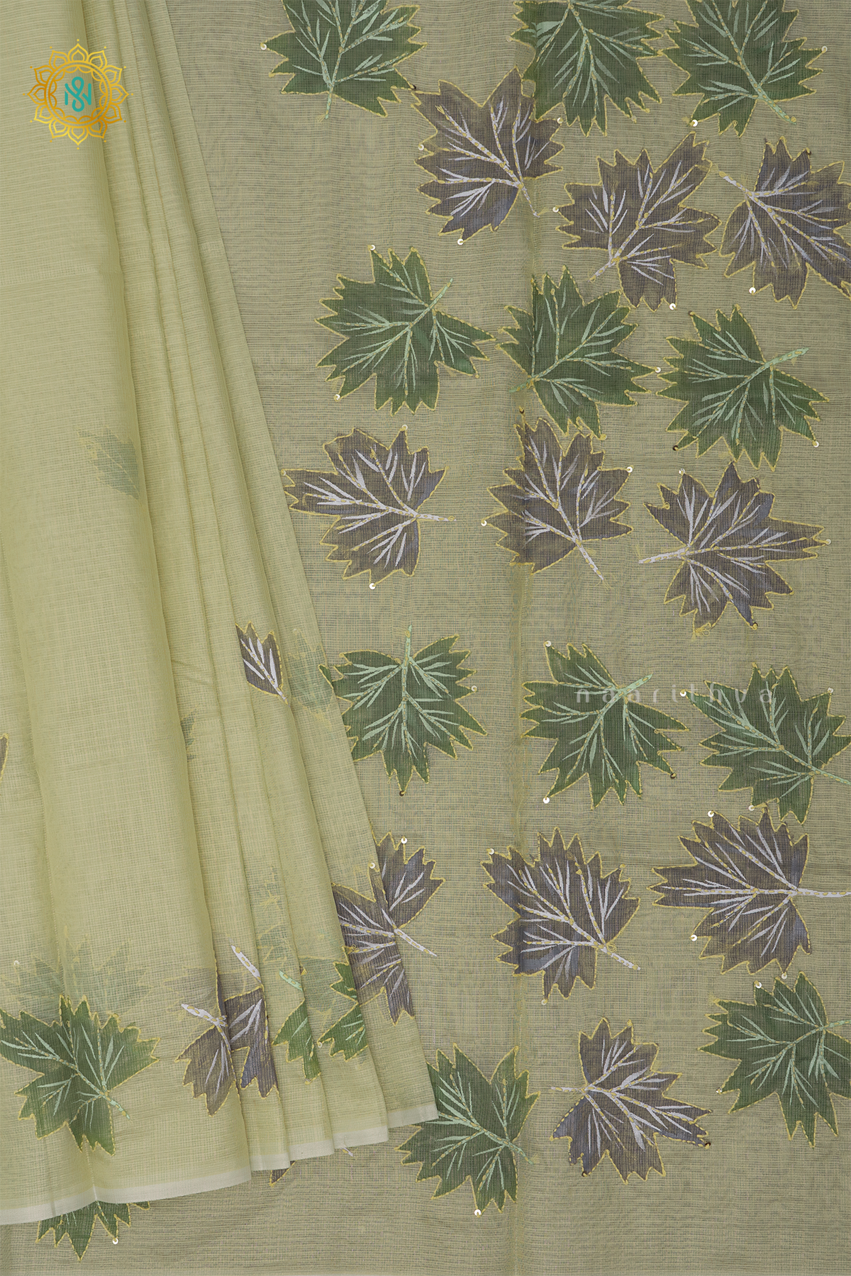 GREEN - KOTA TISSUE WITH KATHA WORK