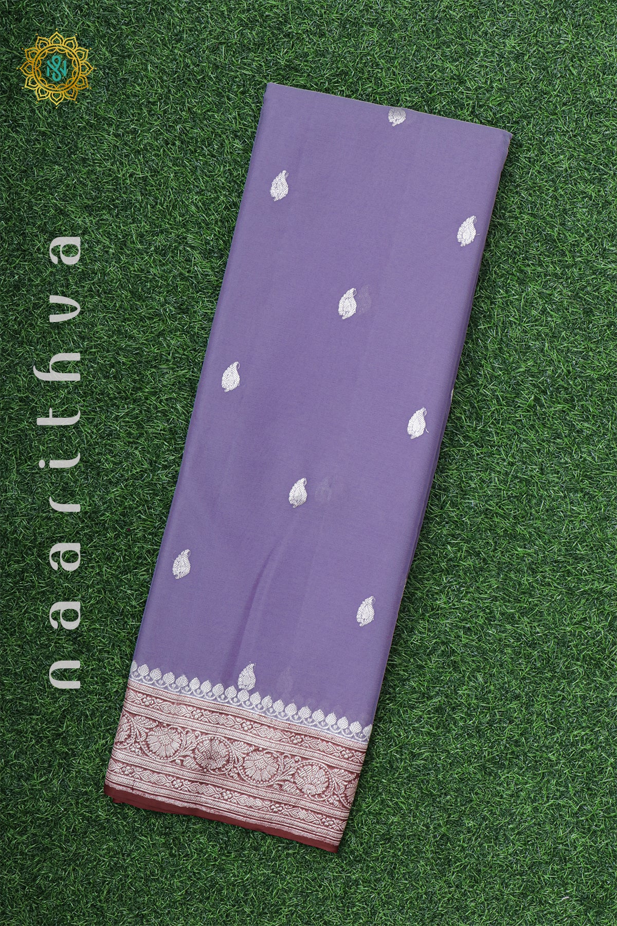 LIGHT LAVENDER WITH BROWN - PURE BANARASI CHIFFON