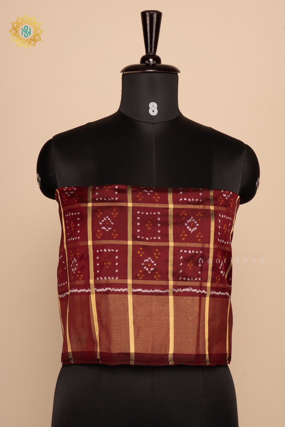 Dark Maroon Ikkat Pure Silk Bit All-Over Ikat-Woven Body