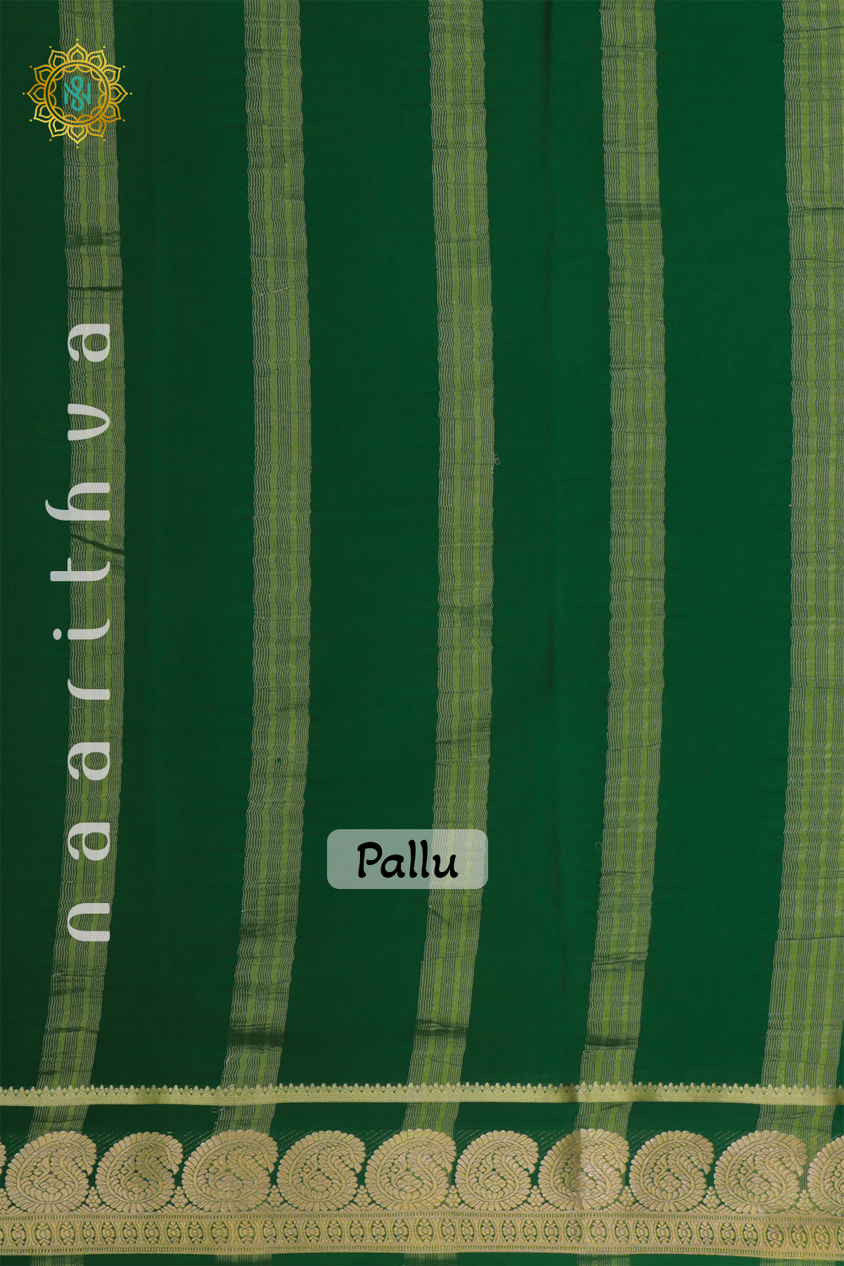 PISTA GREEN WITH BOTTLE GREEN - PURE MYSORE CREPE SILK