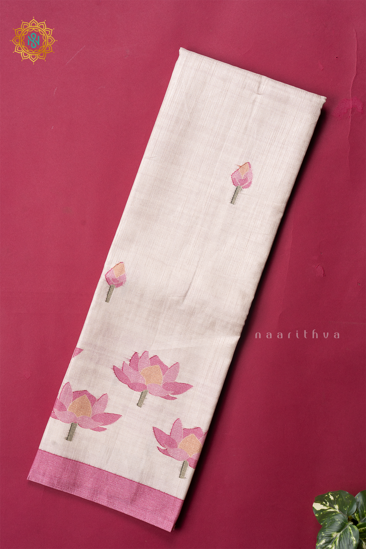 OFF WHITE WITH LIGHT PINK - KOTHA TUSSAR