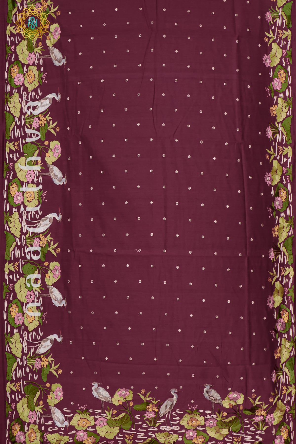 WINE - SEMI TUSSAR SILK WITH EMBROIDERY