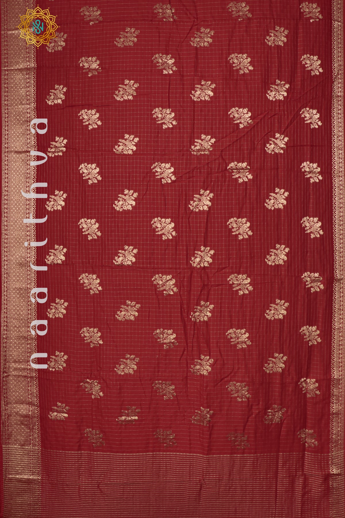 RED WITH GREEN - DOLA SILK