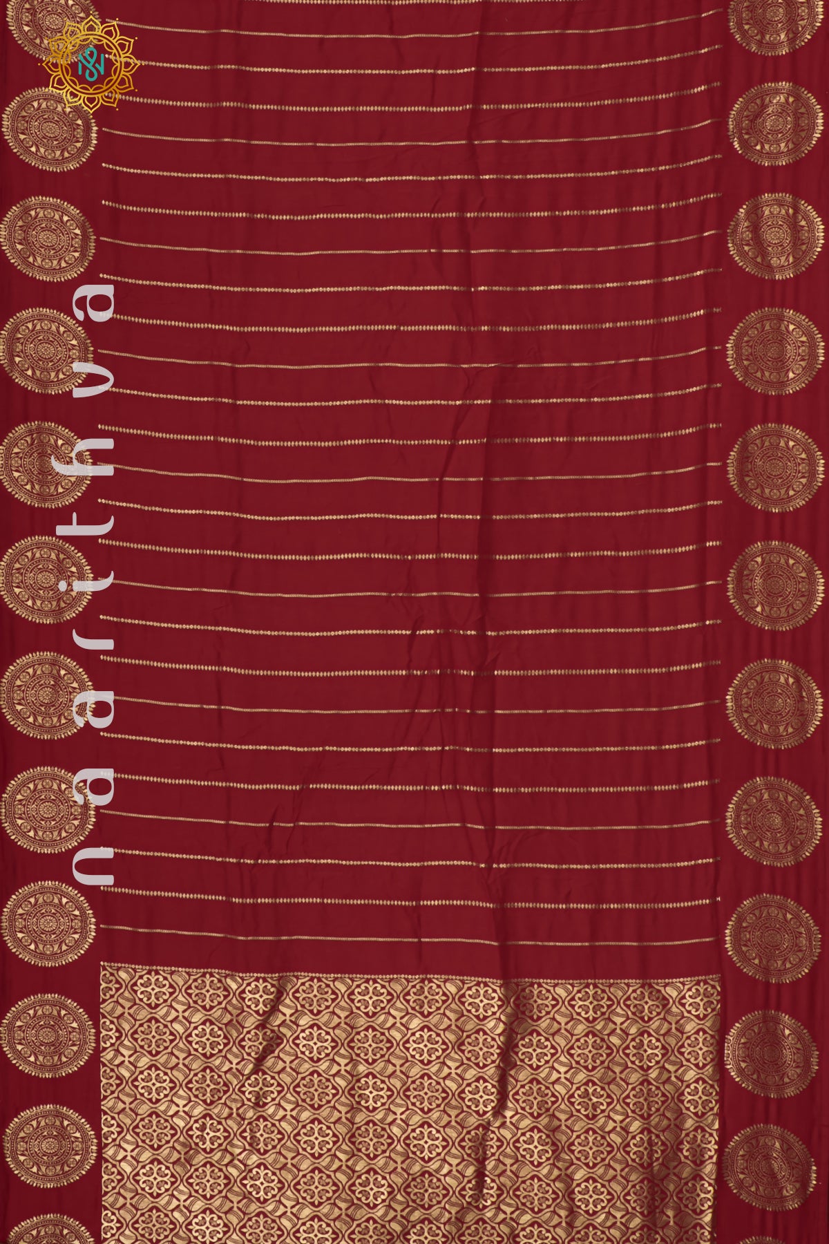 RED WITH BOTTLE GREEN - DOLA SILK